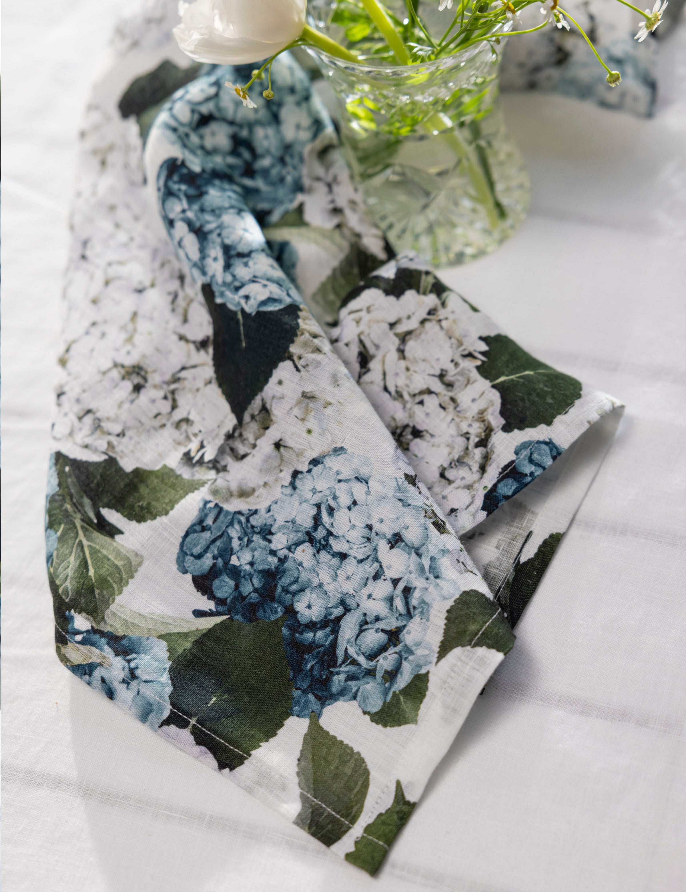 Beloved Hydrangea Linen Tea Towel | Blue Floral-2
