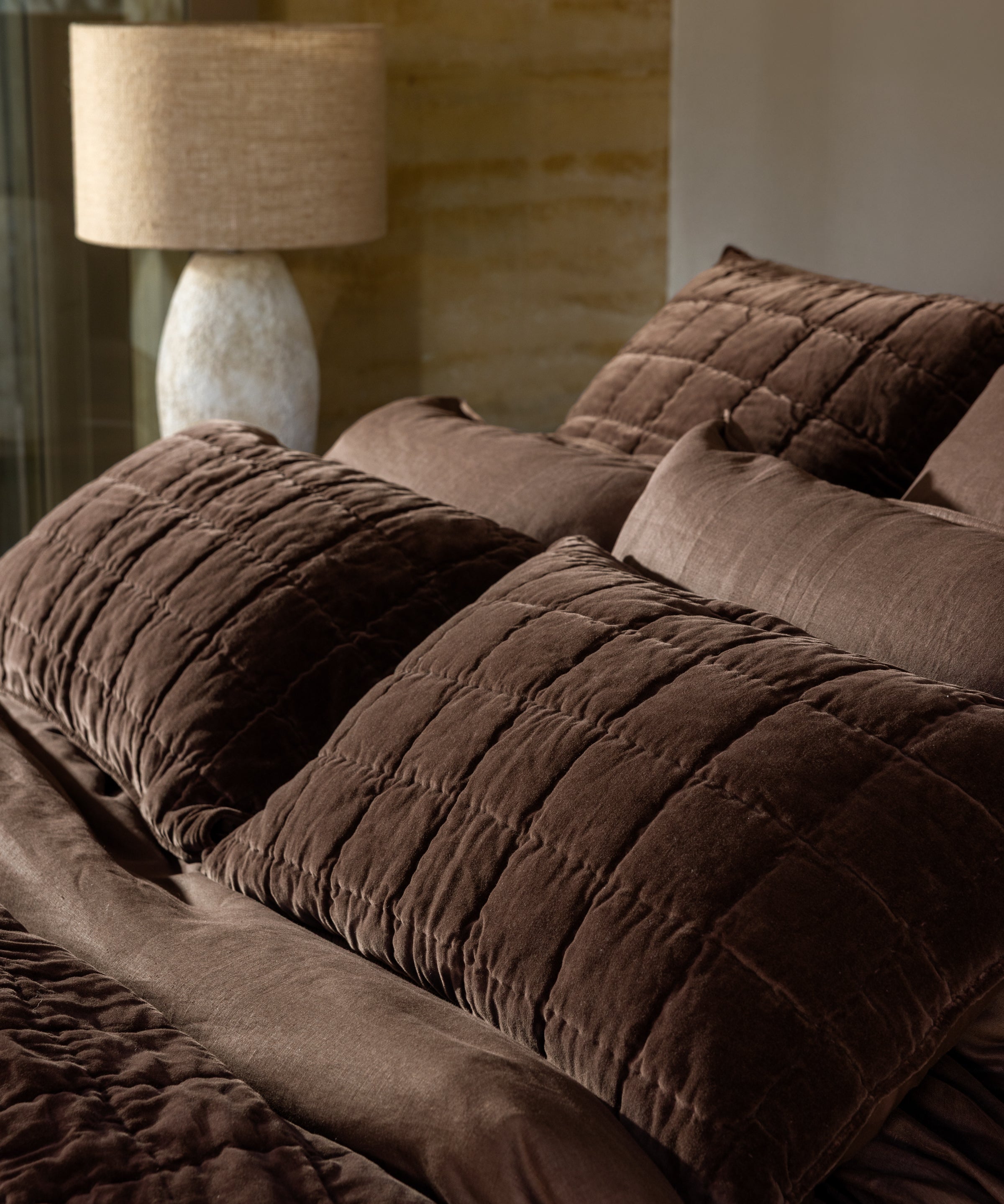 Belvedere Velvet European Pillowcase | Cocoa-2