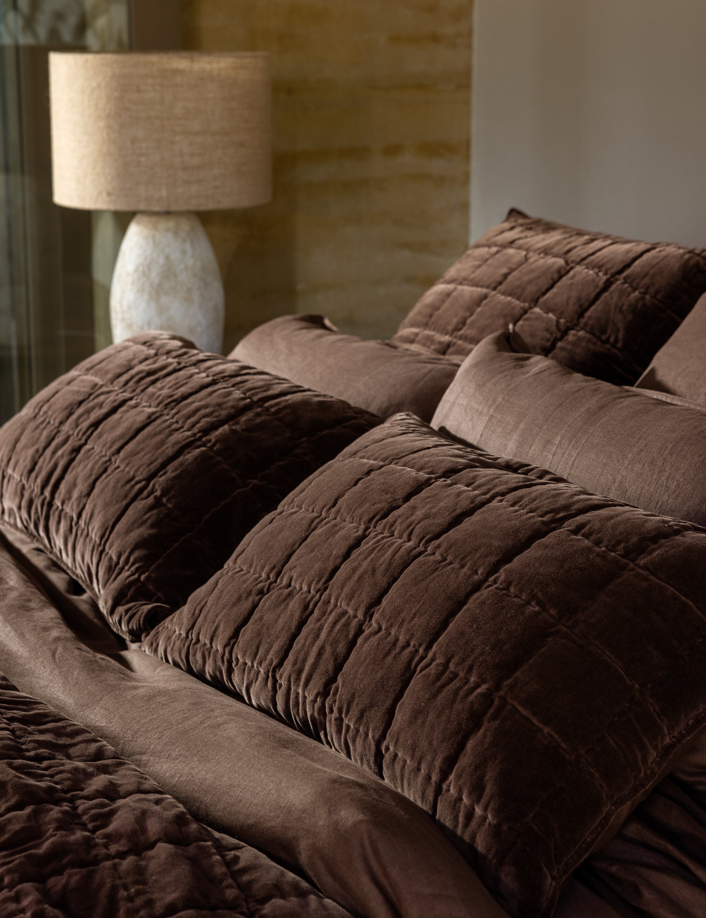 Belvedere Velvet Standard Pillowcase | Cocoa-2