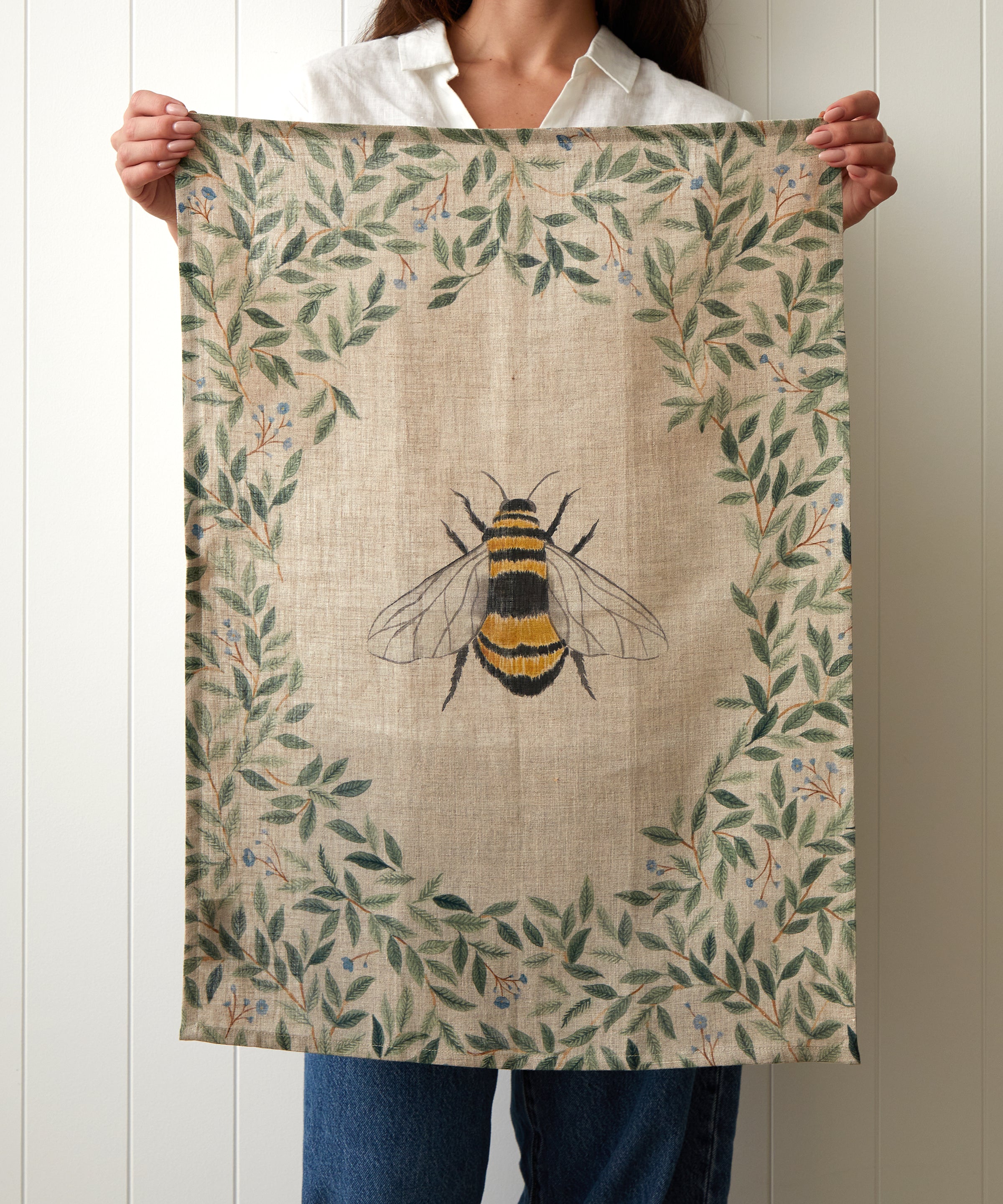 Botanical Bee Linen Tea Towel | Multi-2