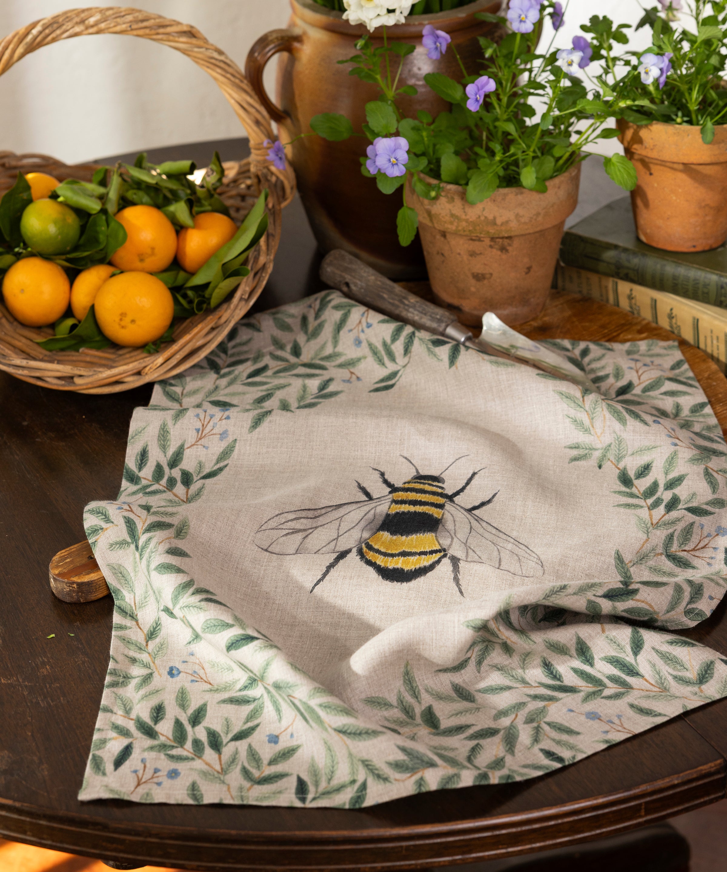 Botanical Bee Linen Tea Towel | Multi-3