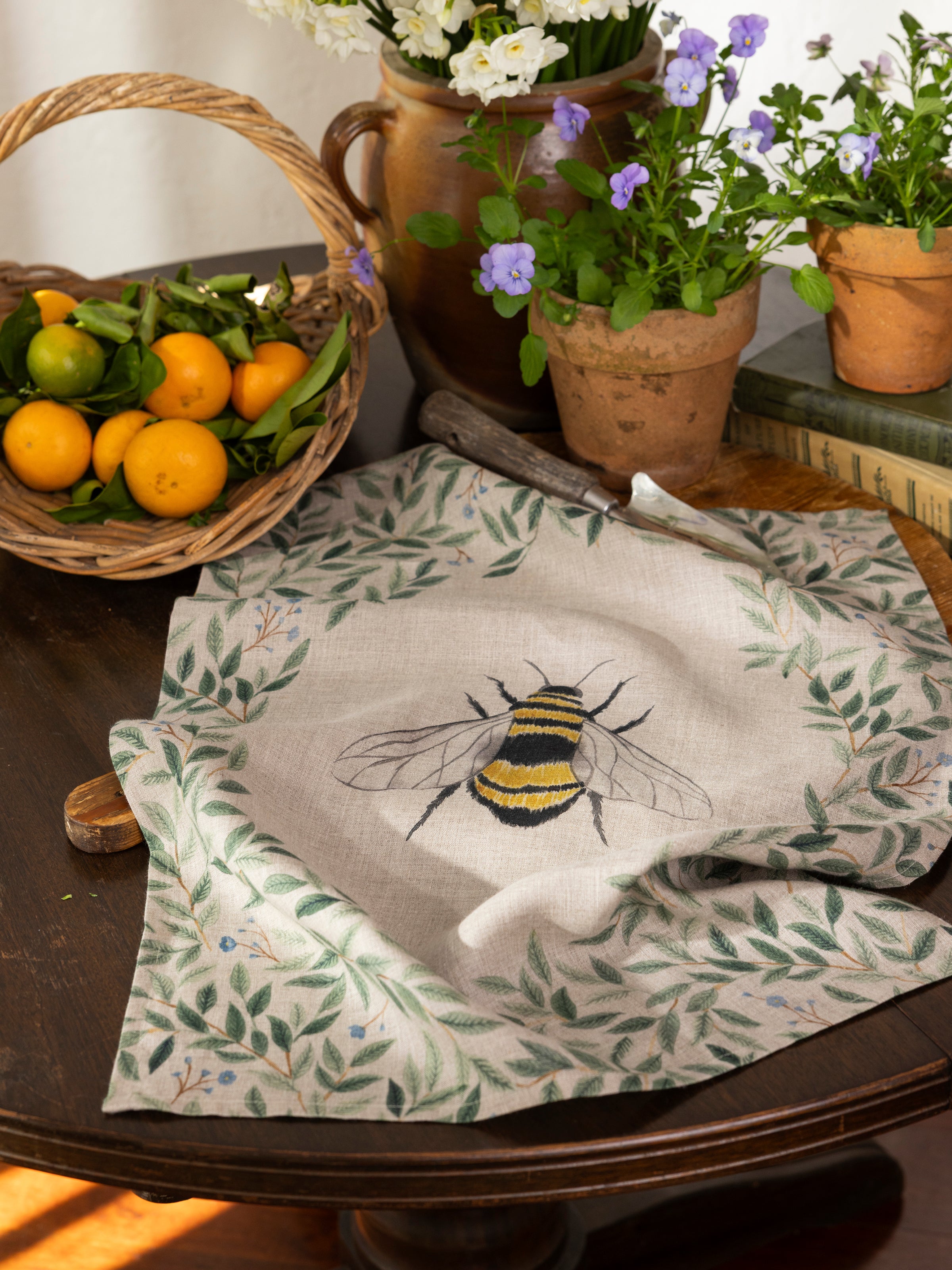 Botanical Bee Linen Tea Towel | Multi-3