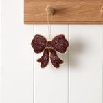 Bow Beaded Christmas Decoration | Red-1