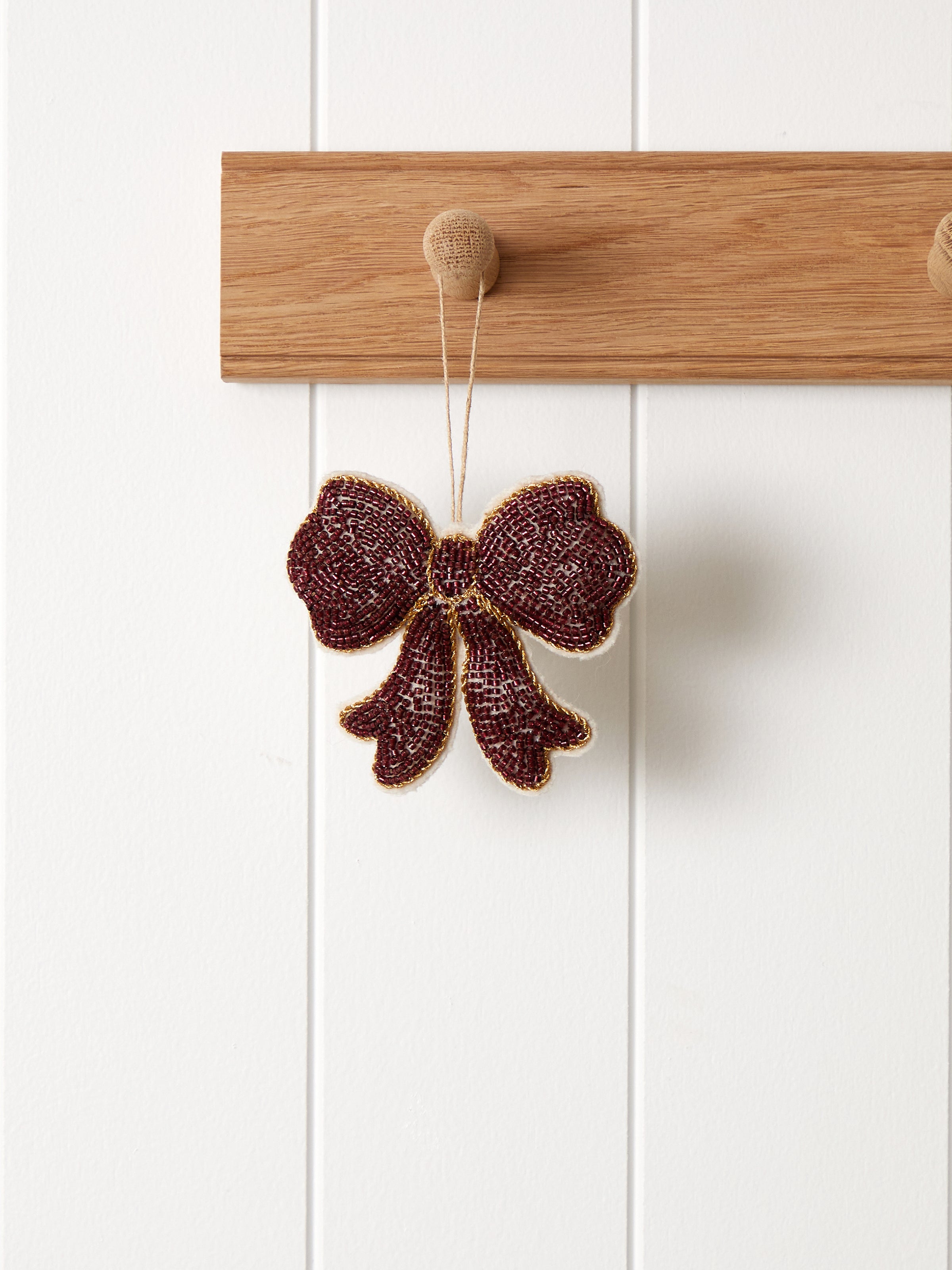 Bow Beaded Christmas Decoration | Red-1