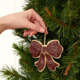 Bow Beaded Christmas Decoration | Red-2