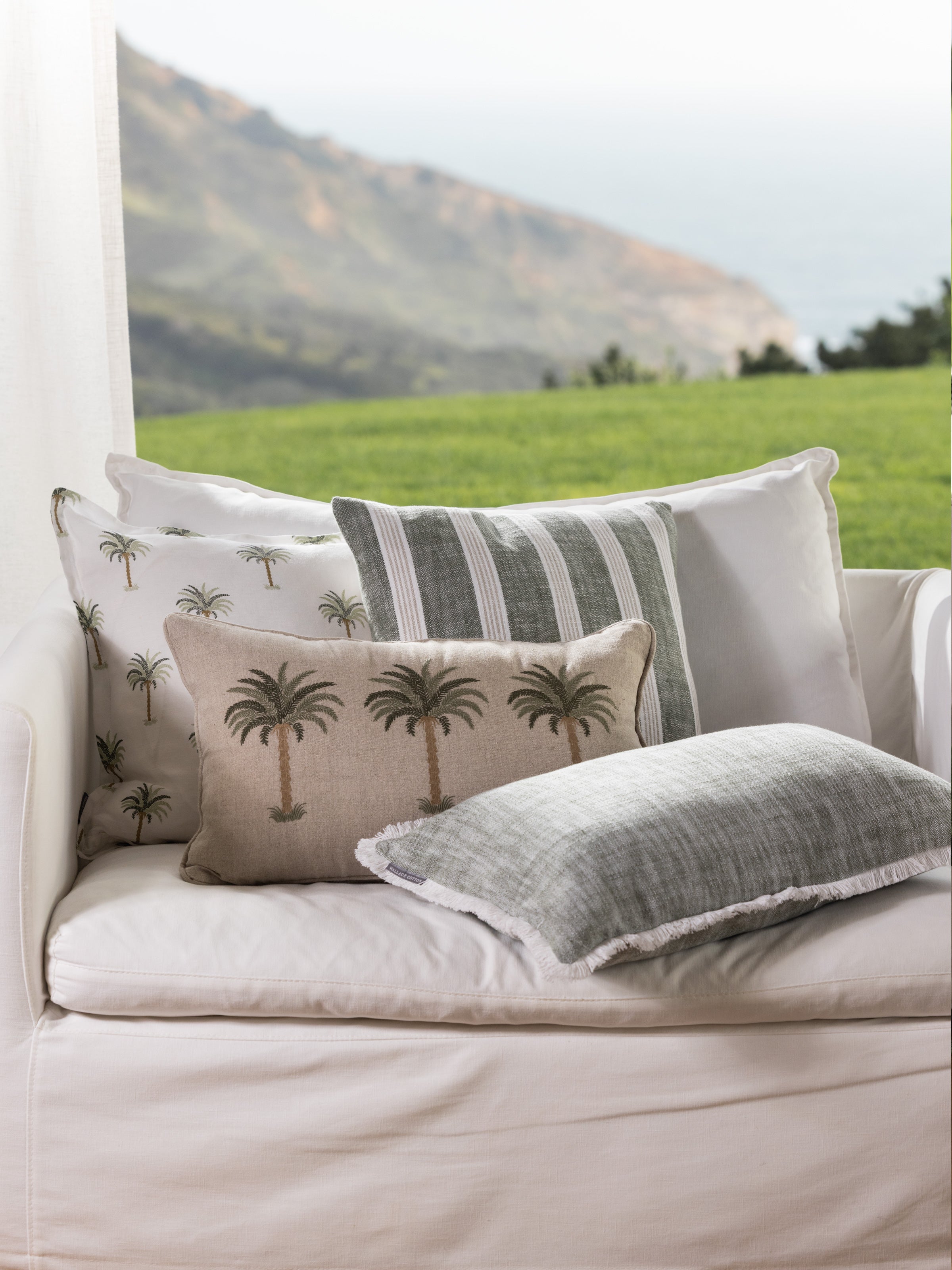 Breeze Rectangle Cushion Cover | Sage-2
