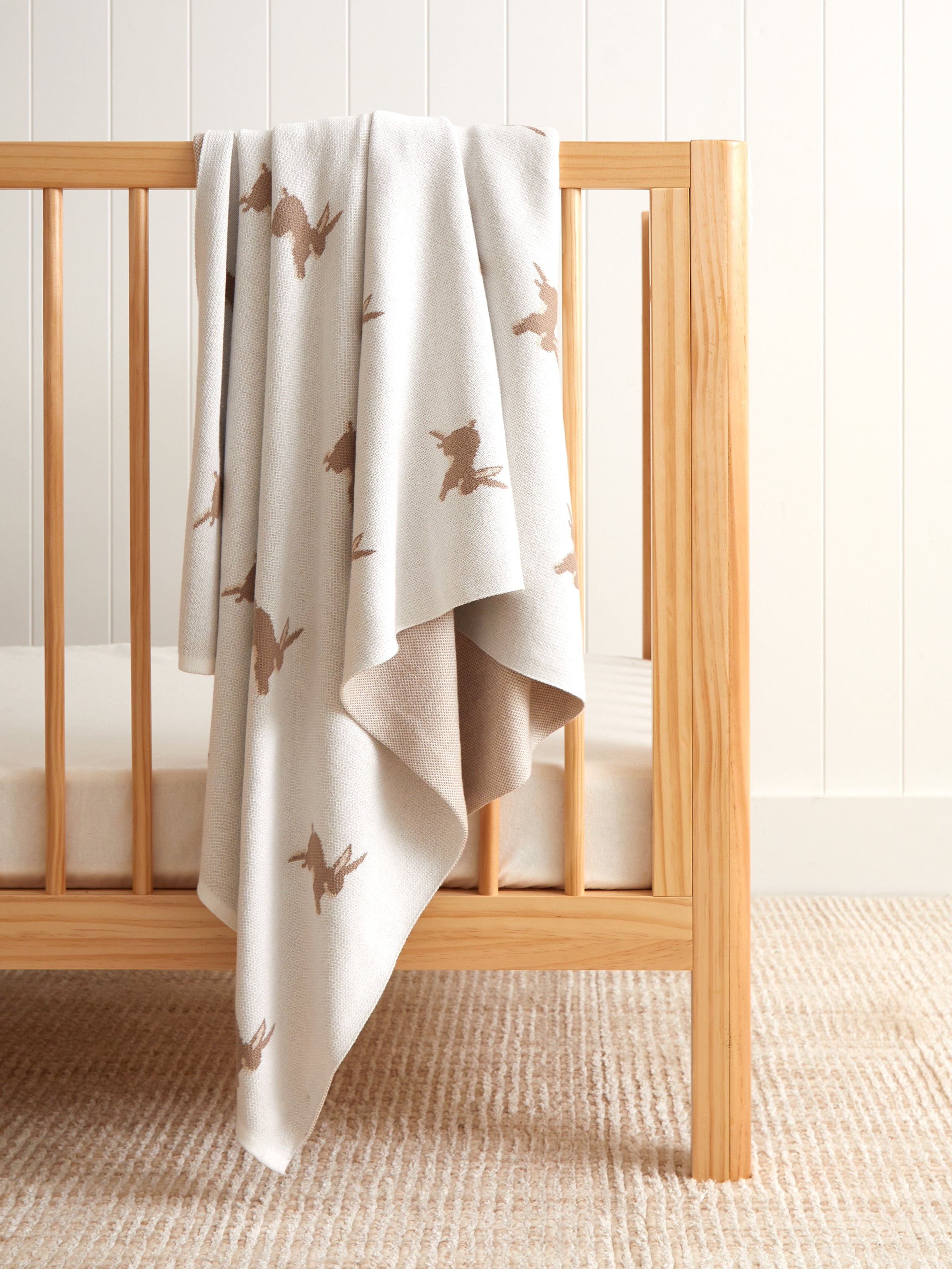 Bunny Lane Cot Blanket | Natural White-1
