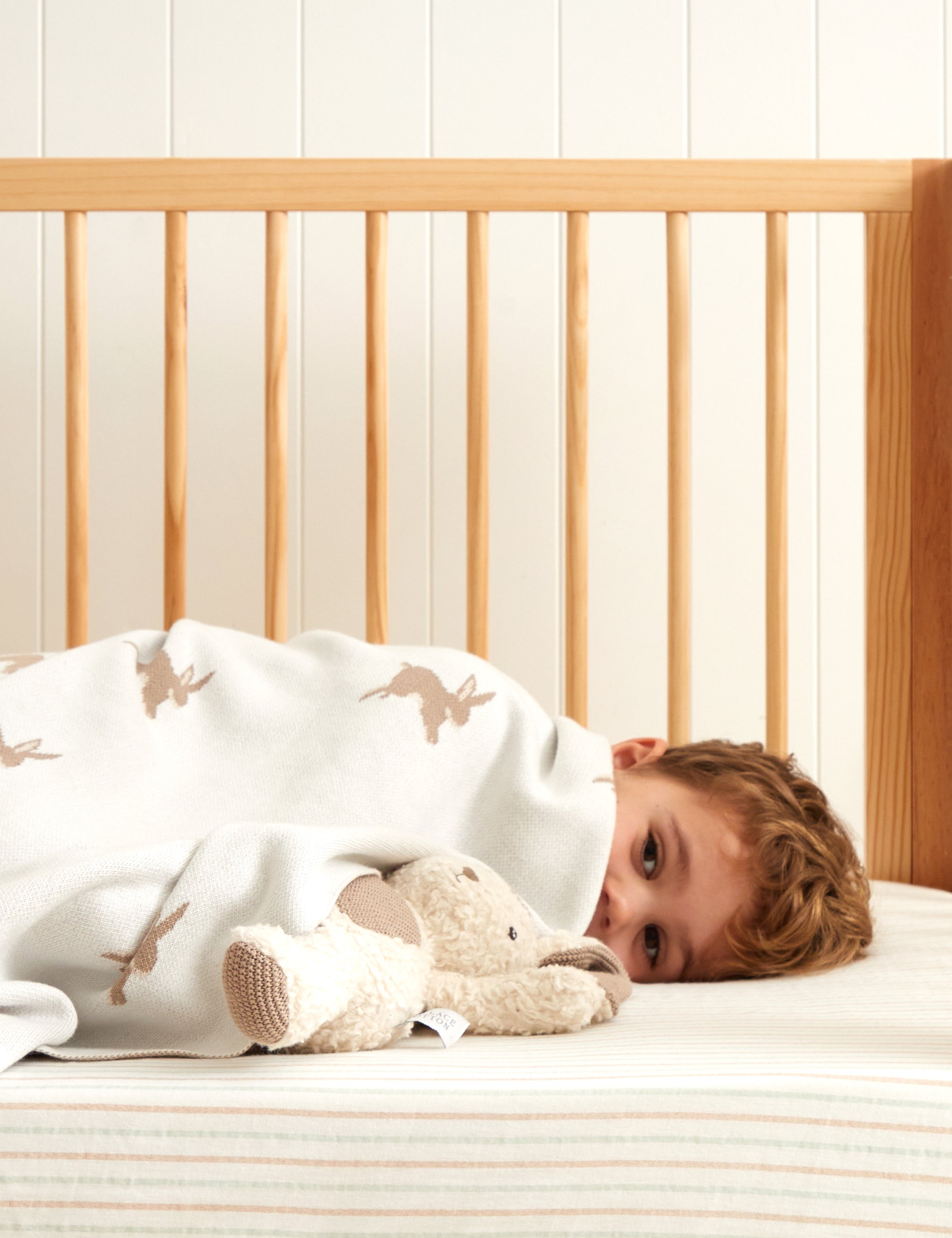 Bunny Lane Cot Blanket | Natural White-2