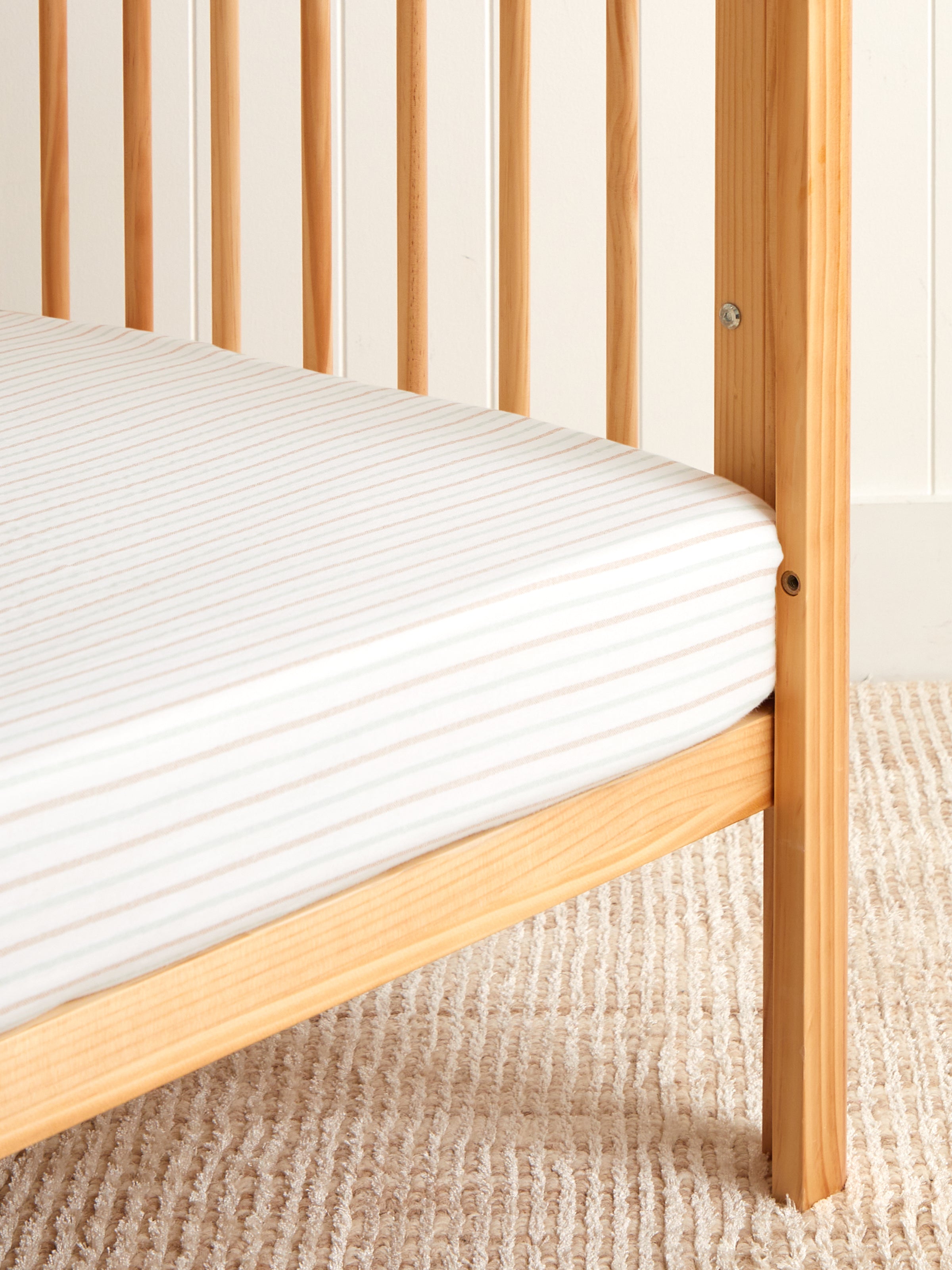 Bunny Lane Stripe Muslin Cot Fitted Sheet | Stripe-1