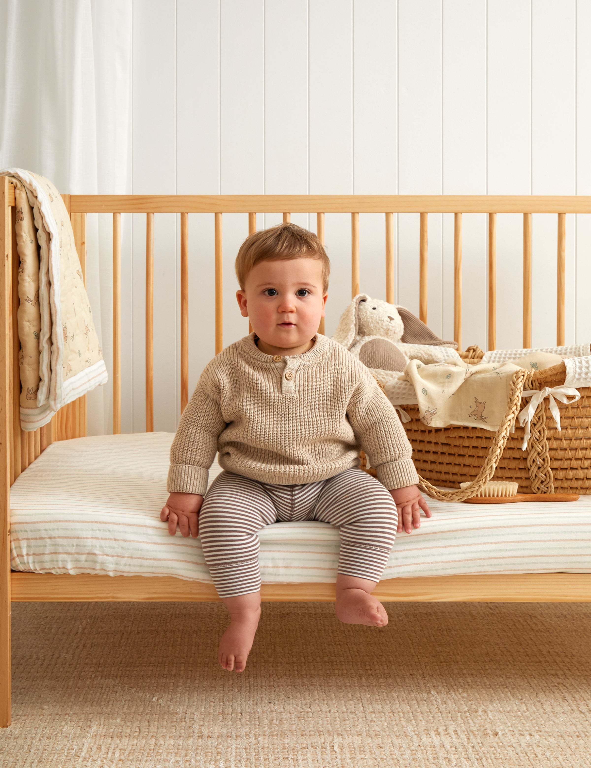 Bunny Lane Stripe Muslin Cot Fitted Sheet | Stripe-3