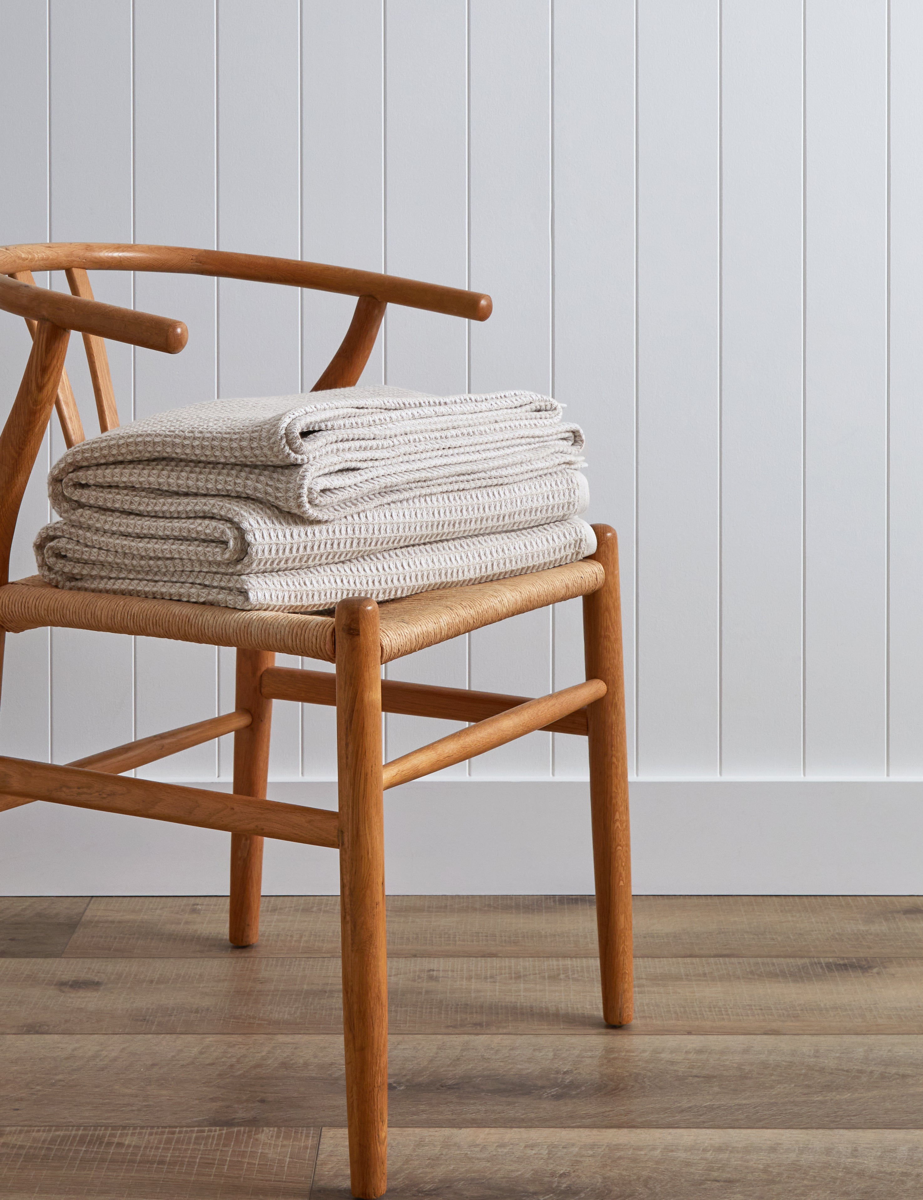 Chambray Waffle Blanket | Natural-1