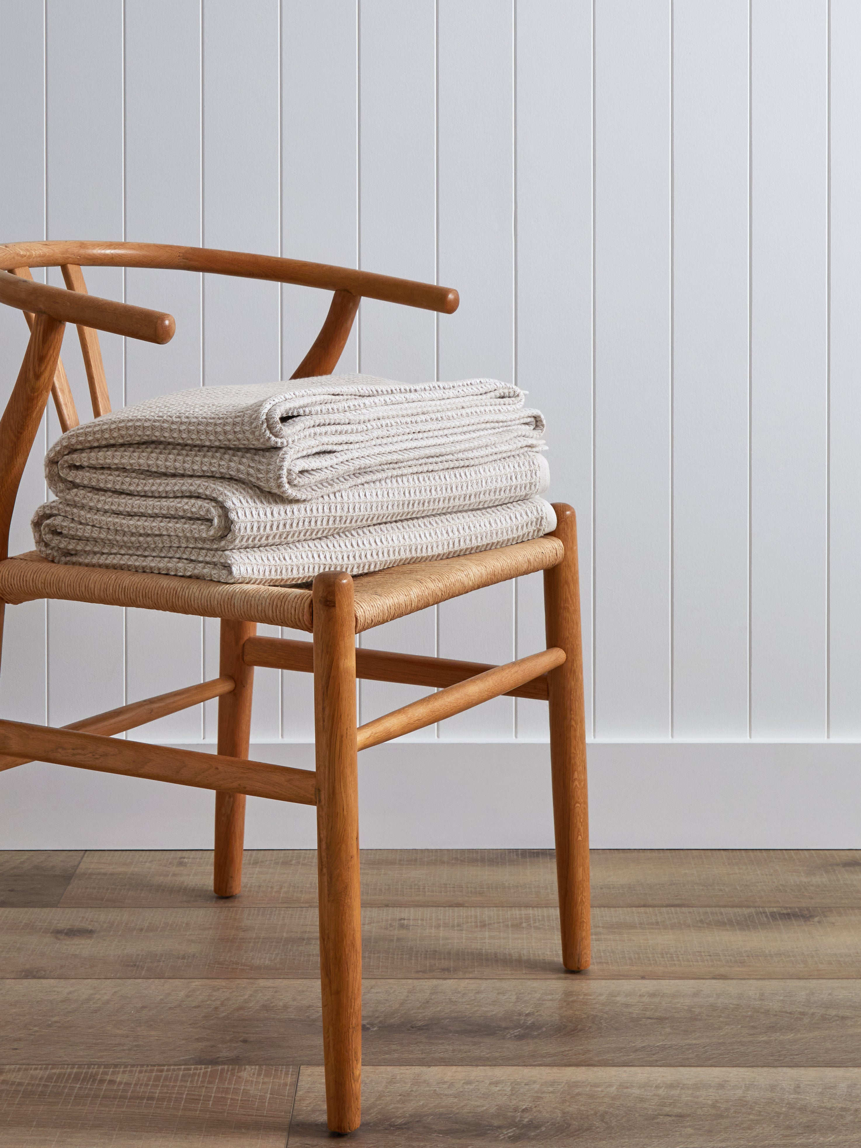 Chambray Waffle Blanket | Natural-1