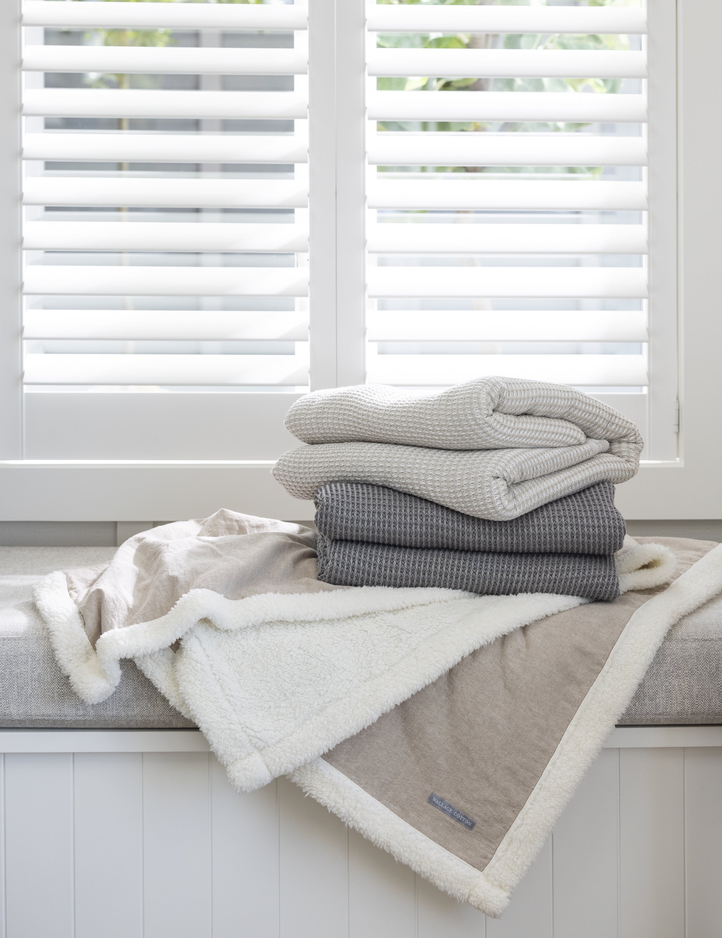 Chambray Waffle Blanket | Natural-2