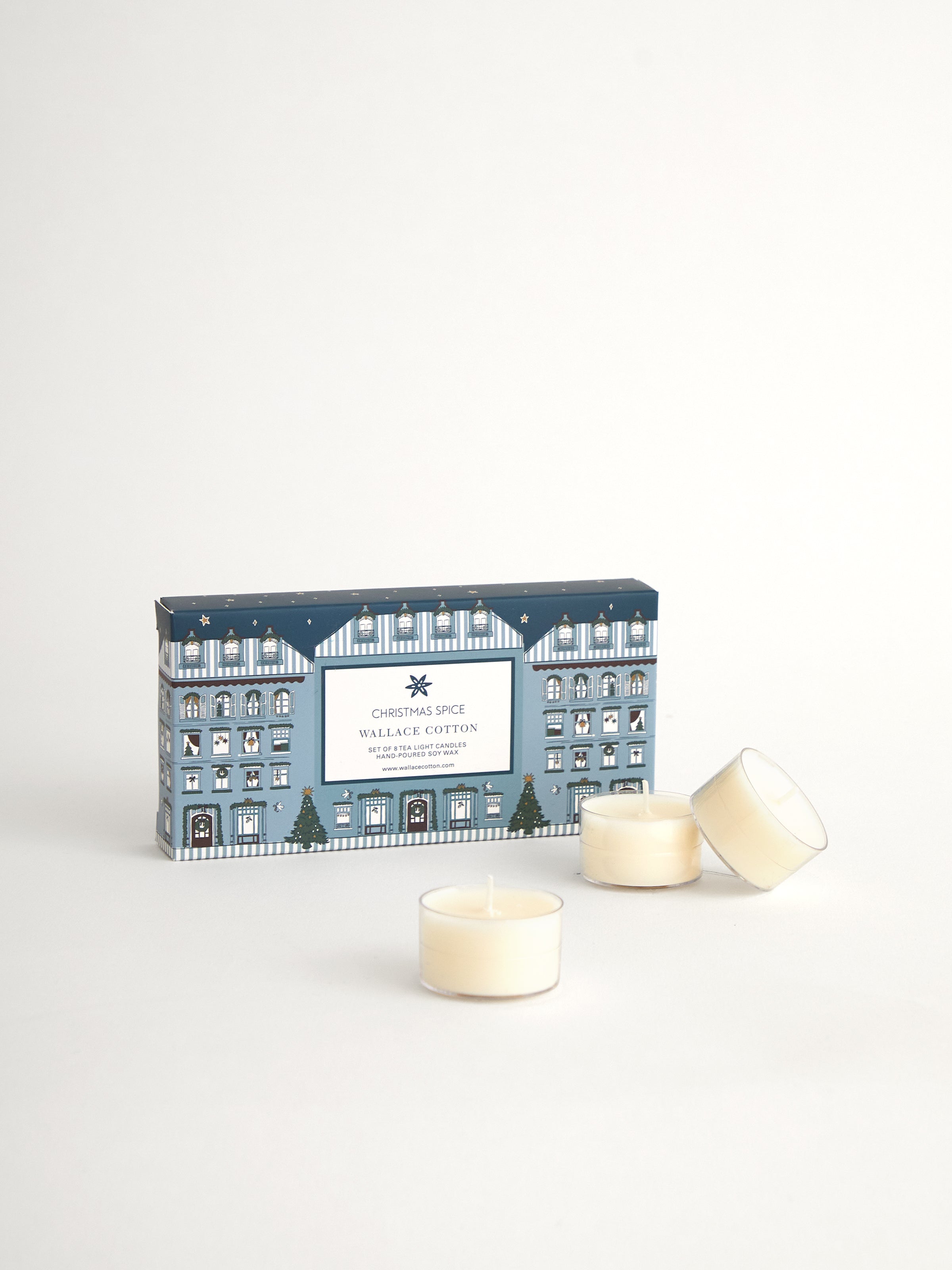 Christmas Spice Tea Light Candle Set of 8 | White-1