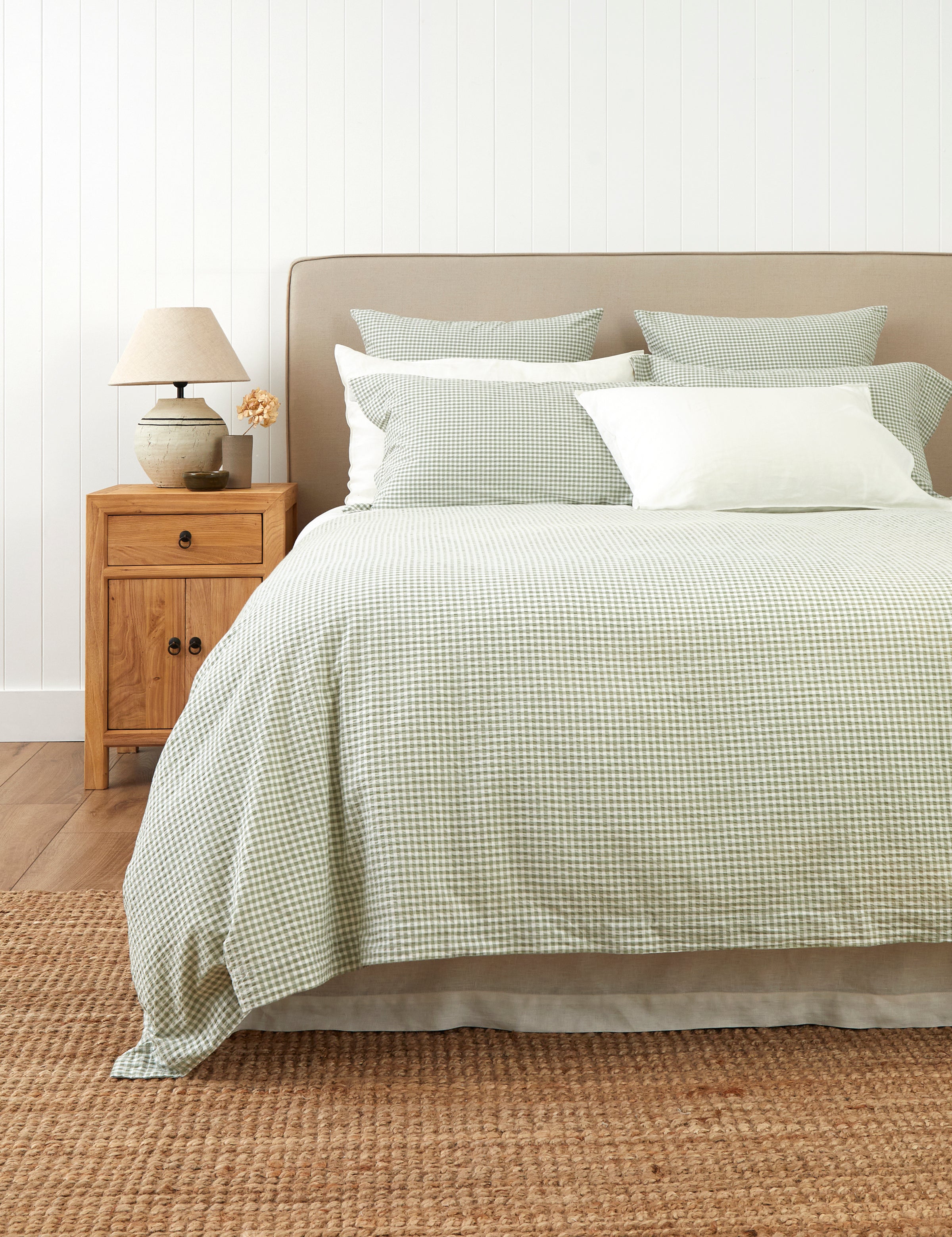 Clover Duvet Cover Set | Green Gingham-1