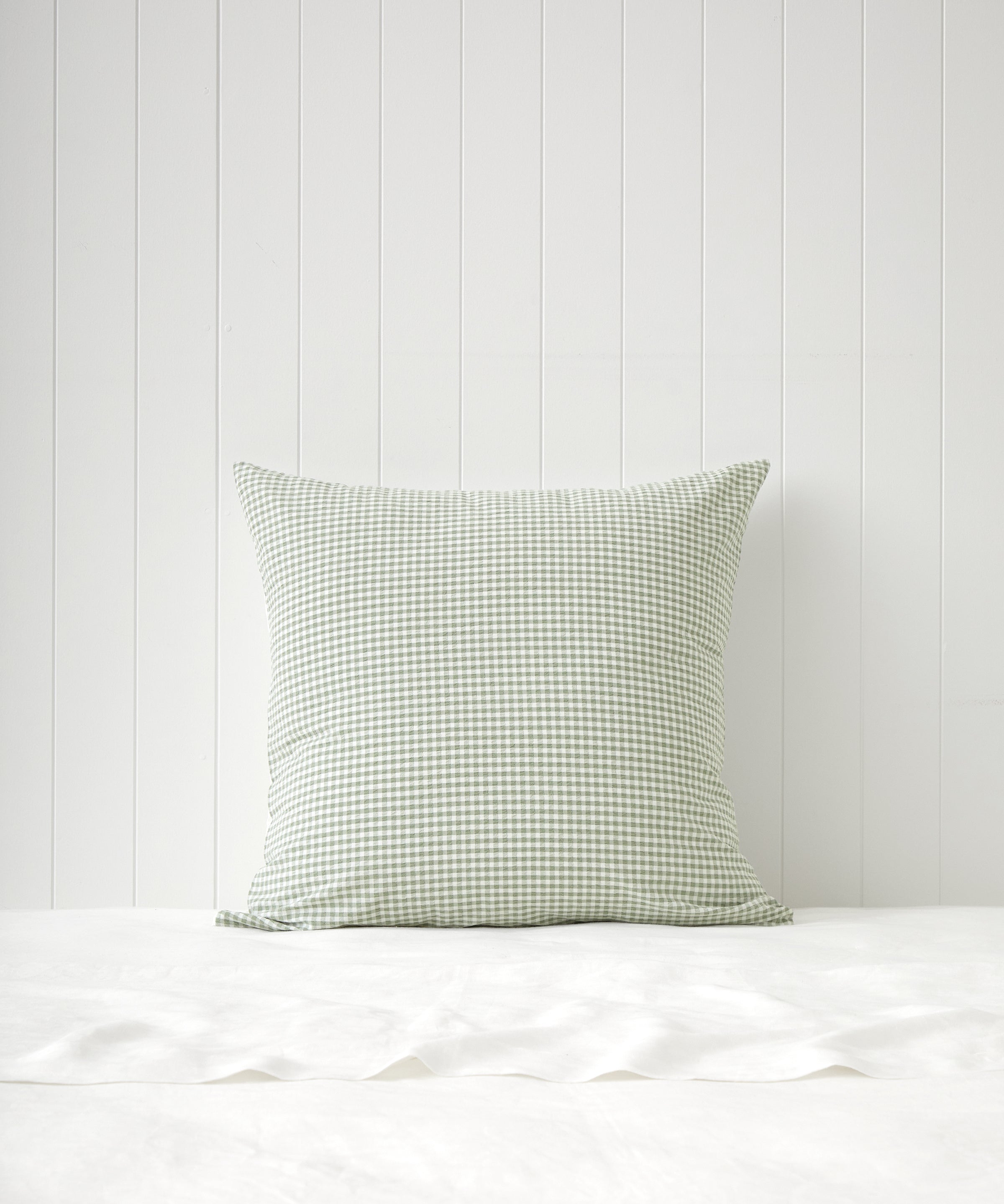 Clover European Pillowcase | Green Gingham-1