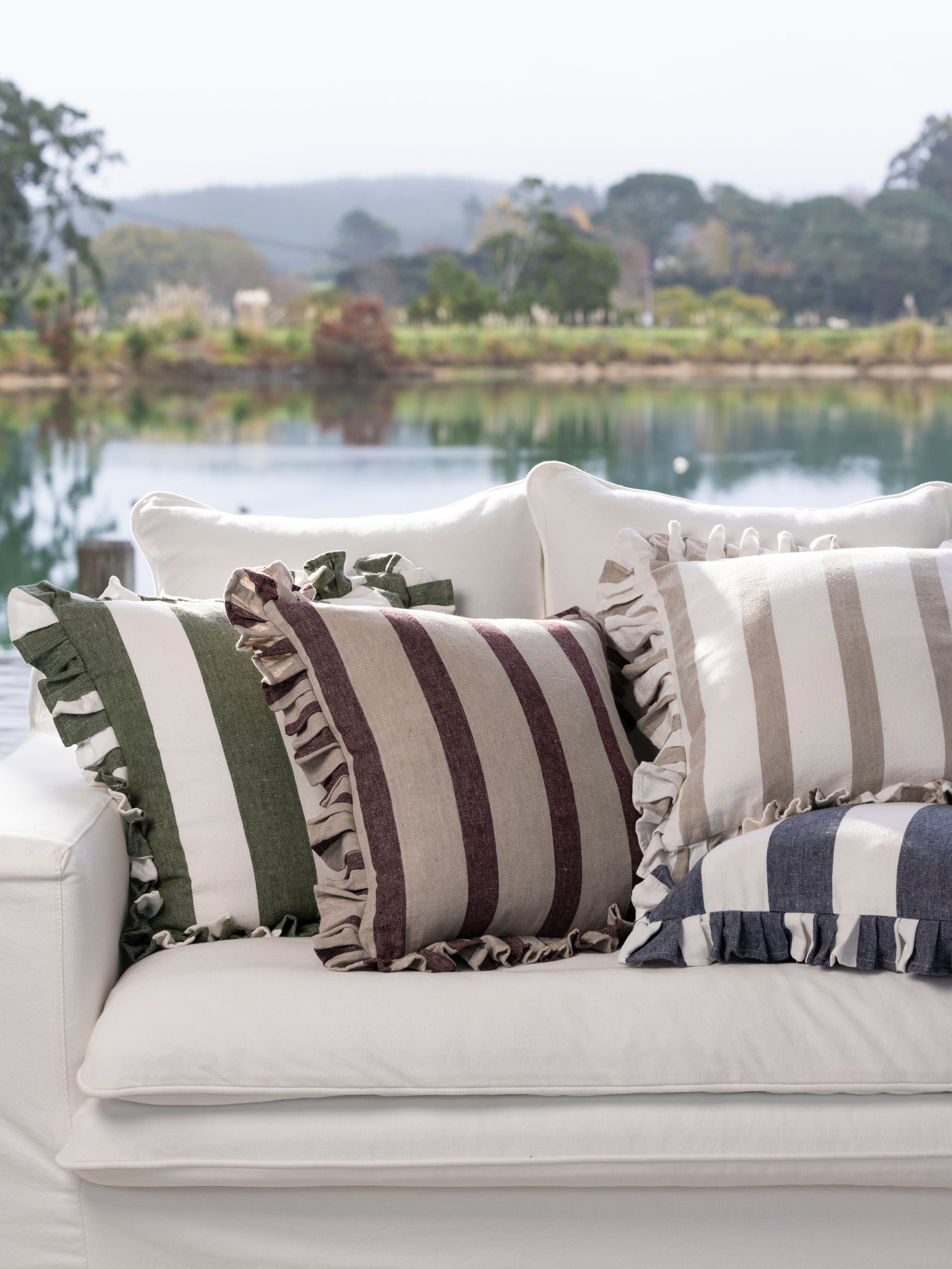 Cooper Square Cushion Cover | Olive Stripe-2