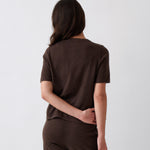 Cotton Cashmere Button Tee | Cocoa-3