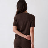 Cotton Cashmere Button Tee | Cocoa-3