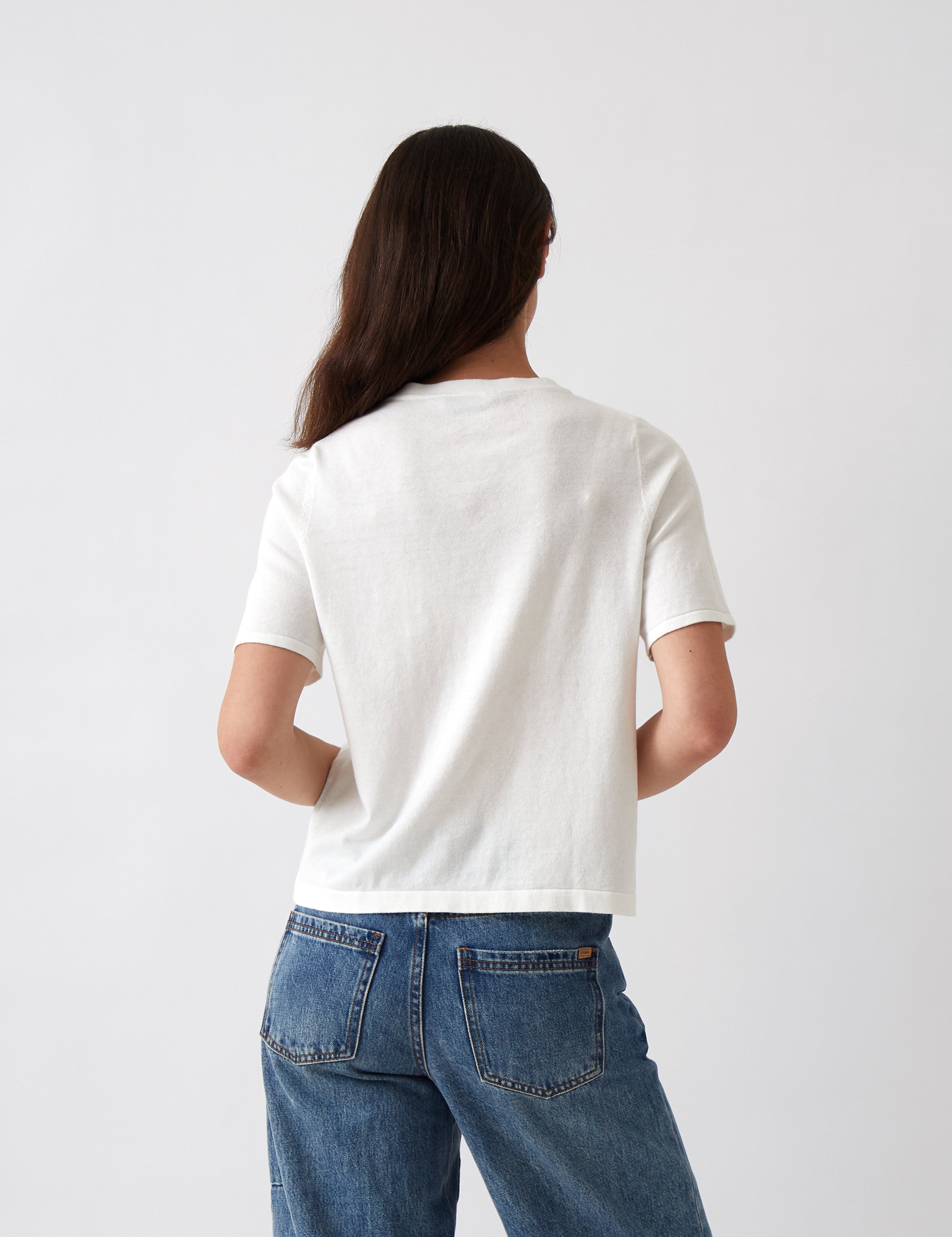 Cotton Cashmere Button Tee | Ivory-3