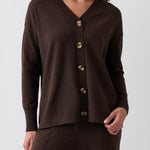 Cotton Cashmere Cardi | Cocoa-1
