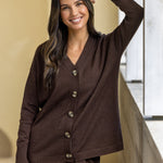 Cotton Cashmere Cardi | Cocoa-3