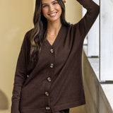Cotton Cashmere Cardi | Cocoa-3