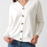Cotton Cashmere Cardi | Ivory-1