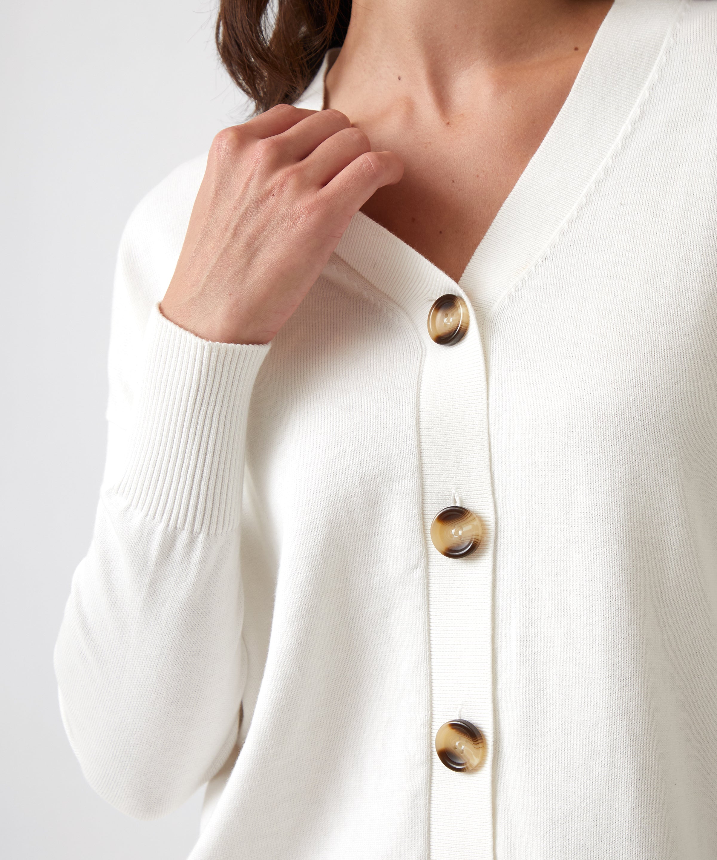 Cotton Cashmere Cardi | Ivory-2