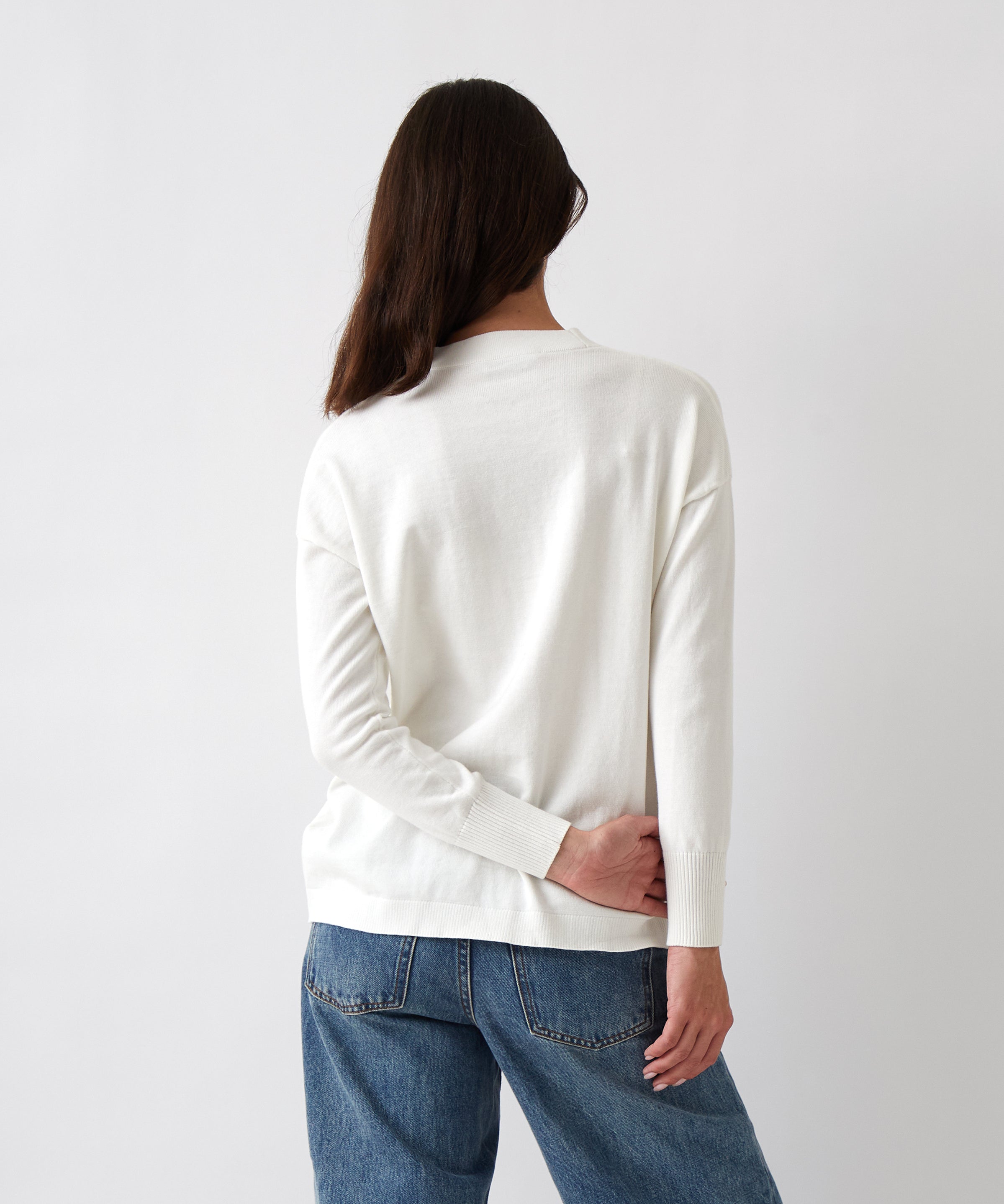 Cotton Cashmere Cardi | Ivory-4