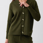 Cotton Cashmere Cardi | Olive-1