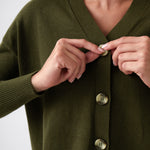 Cotton Cashmere Cardi | Olive-2