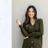 Cotton Cashmere Cardi | Olive-3