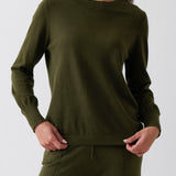 Cotton Cashmere Crew Jumper | Olive-1