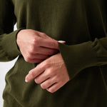 Cotton Cashmere Crew Jumper | Olive-2