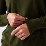 Cotton Cashmere Crew Jumper | Olive-2