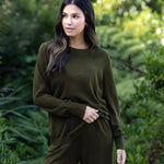Cotton Cashmere Crew Jumper | Olive-3