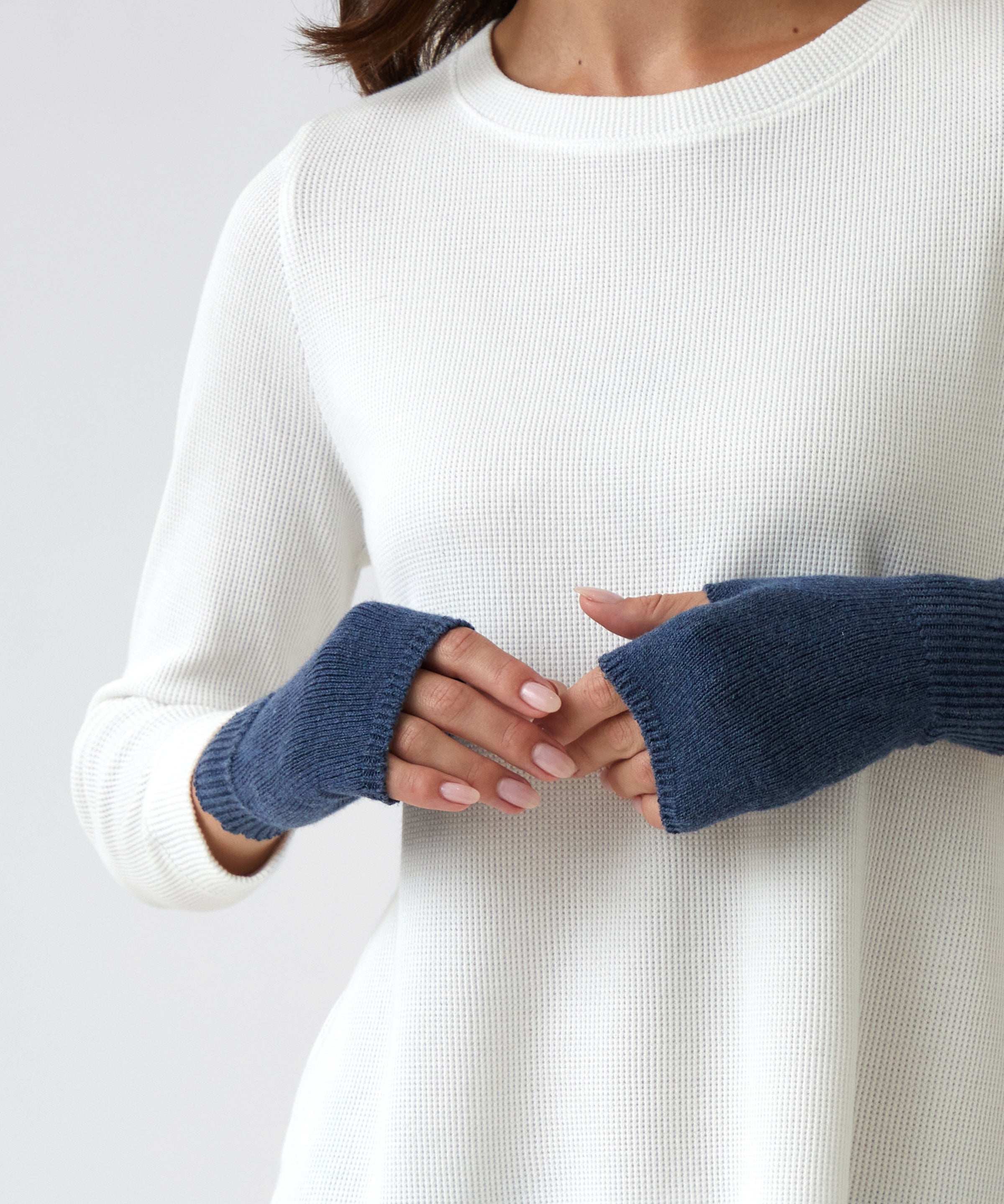 Cotton Cashmere Hand Warmers | Blue-1