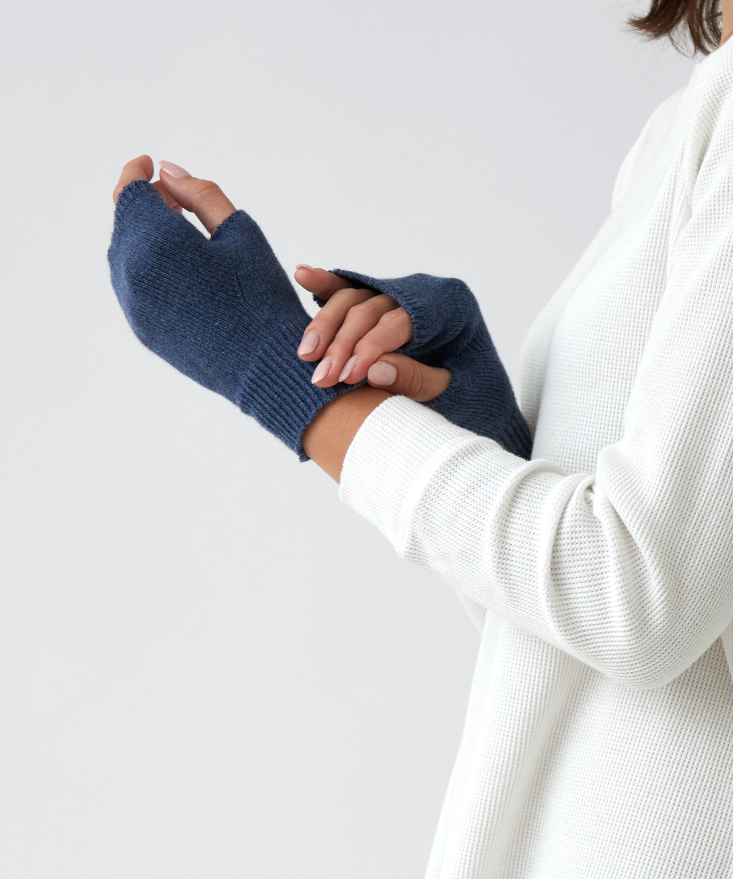 Cotton Cashmere Hand Warmers | Blue-2