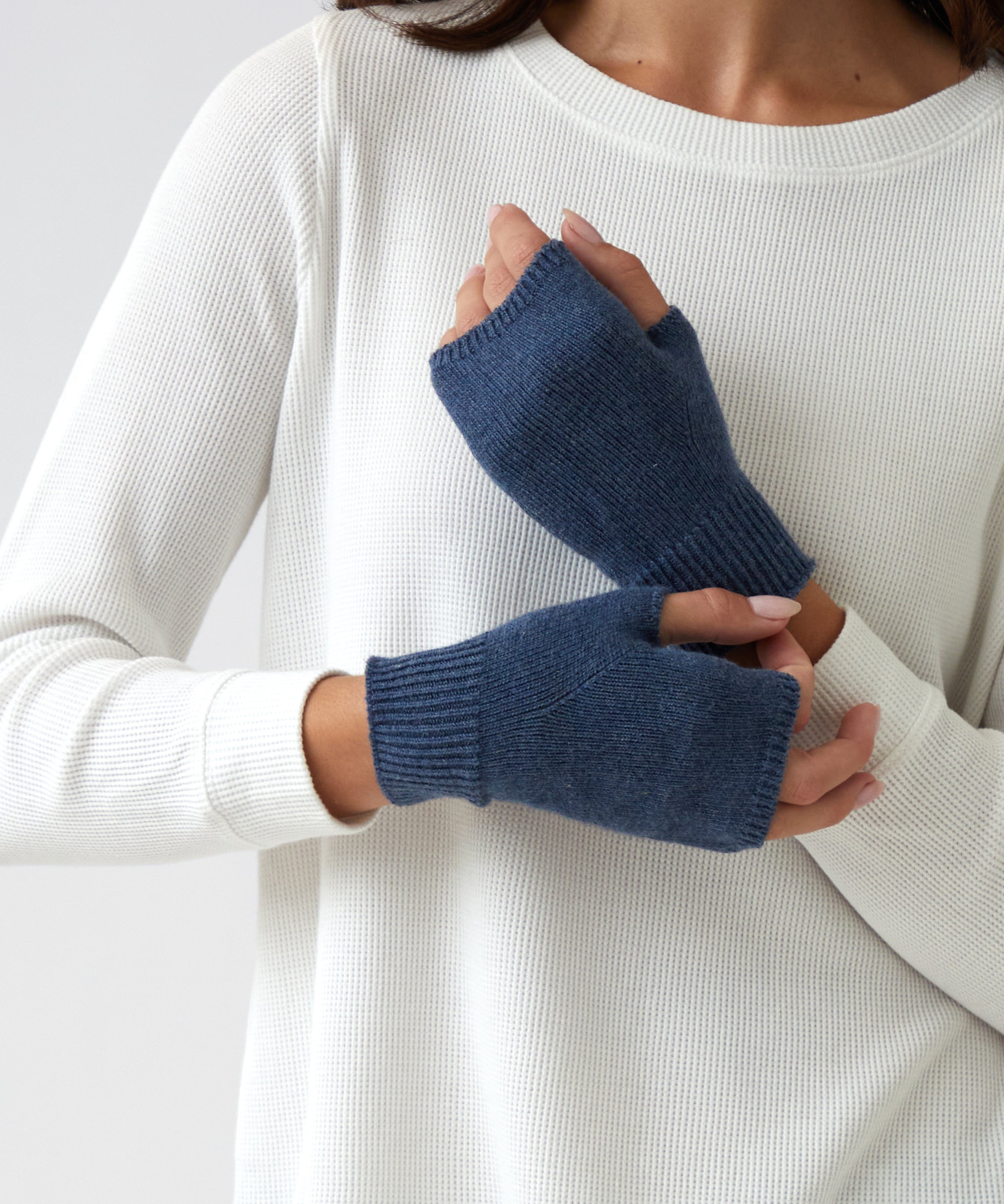 Cotton Cashmere Hand Warmers | Blue-3