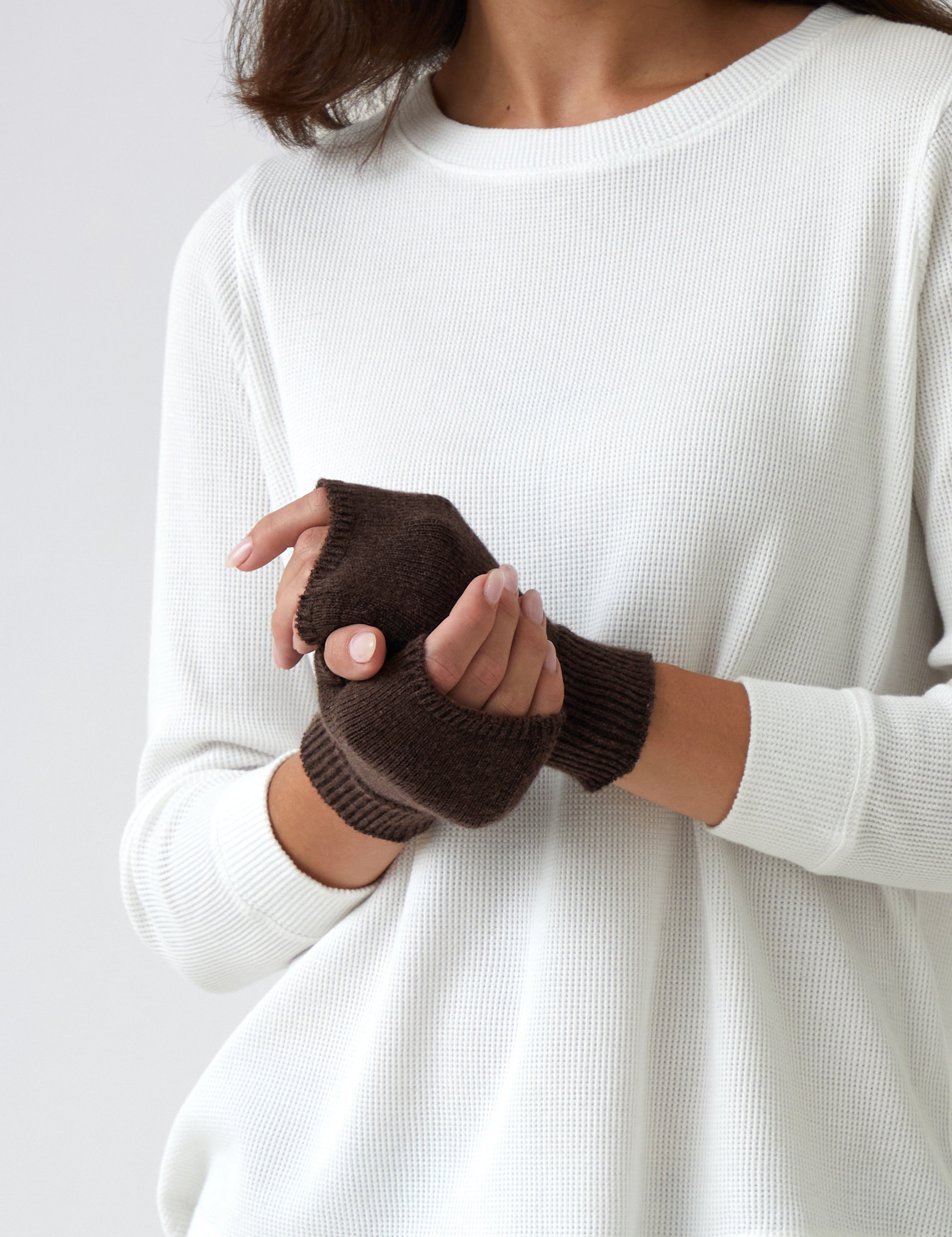 Cotton Cashmere Hand Warmers | Cocoa-1