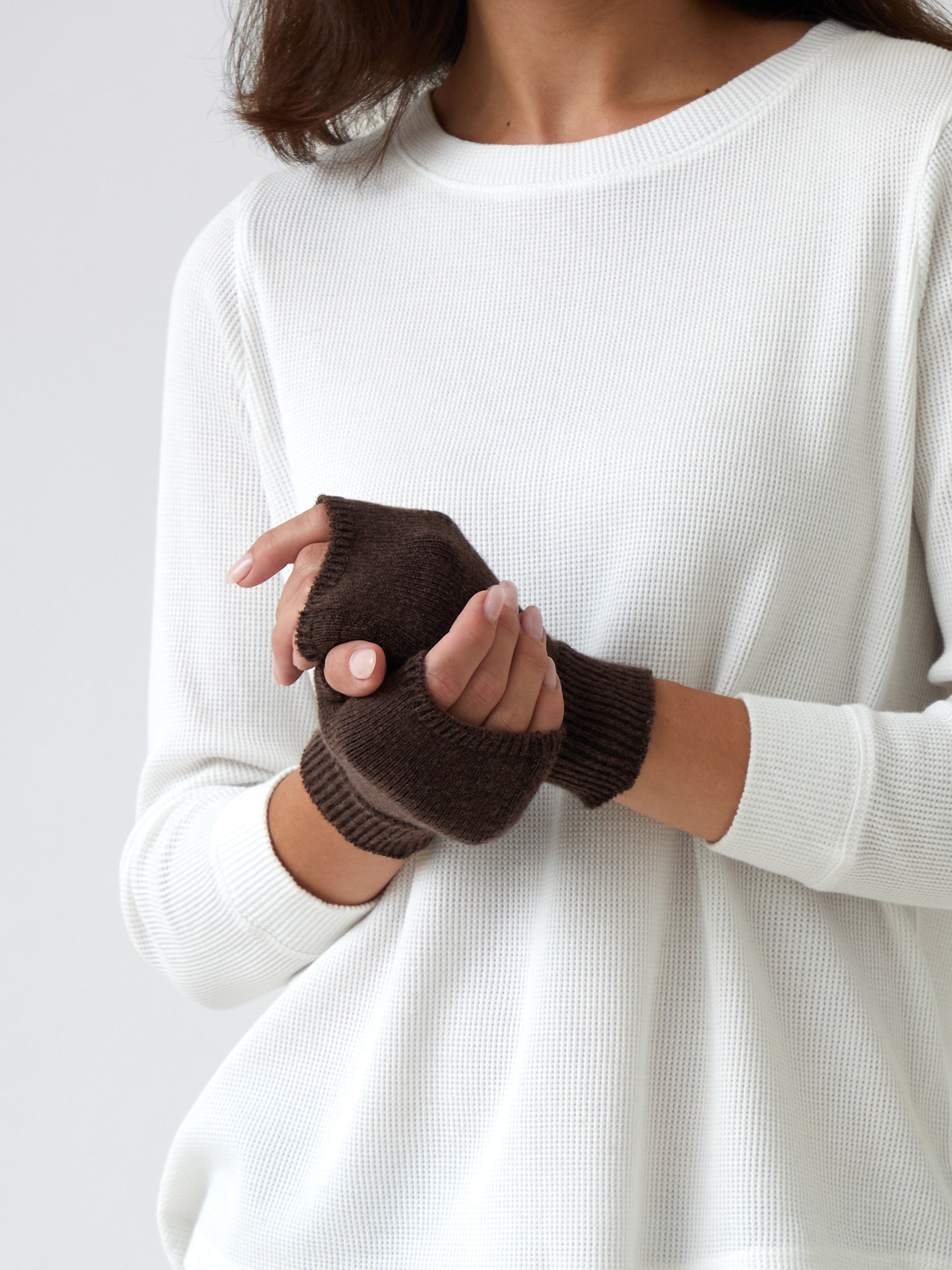 Cotton Cashmere Hand Warmers | Cocoa-1