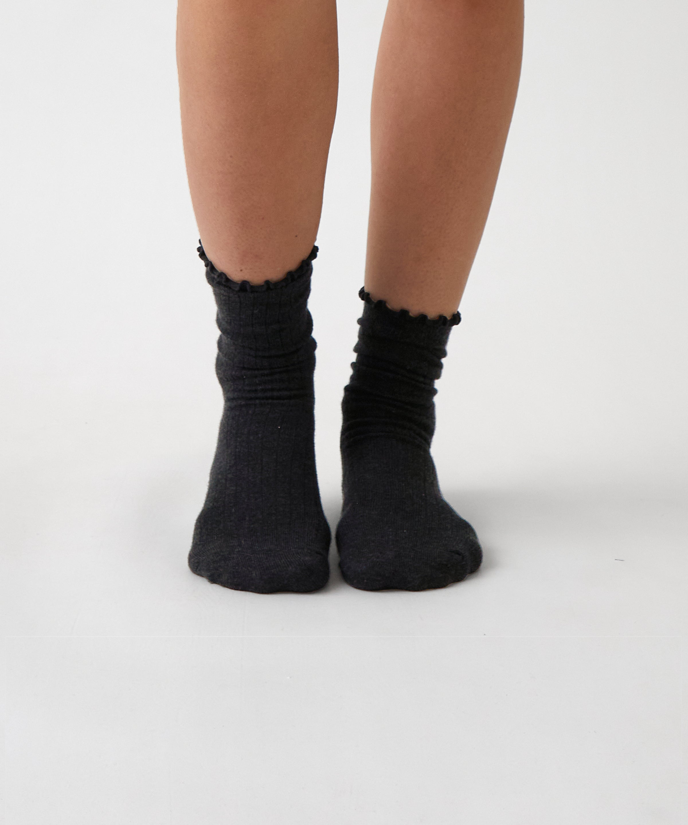 Cotton Cashmere Lounge Socks | Black-1