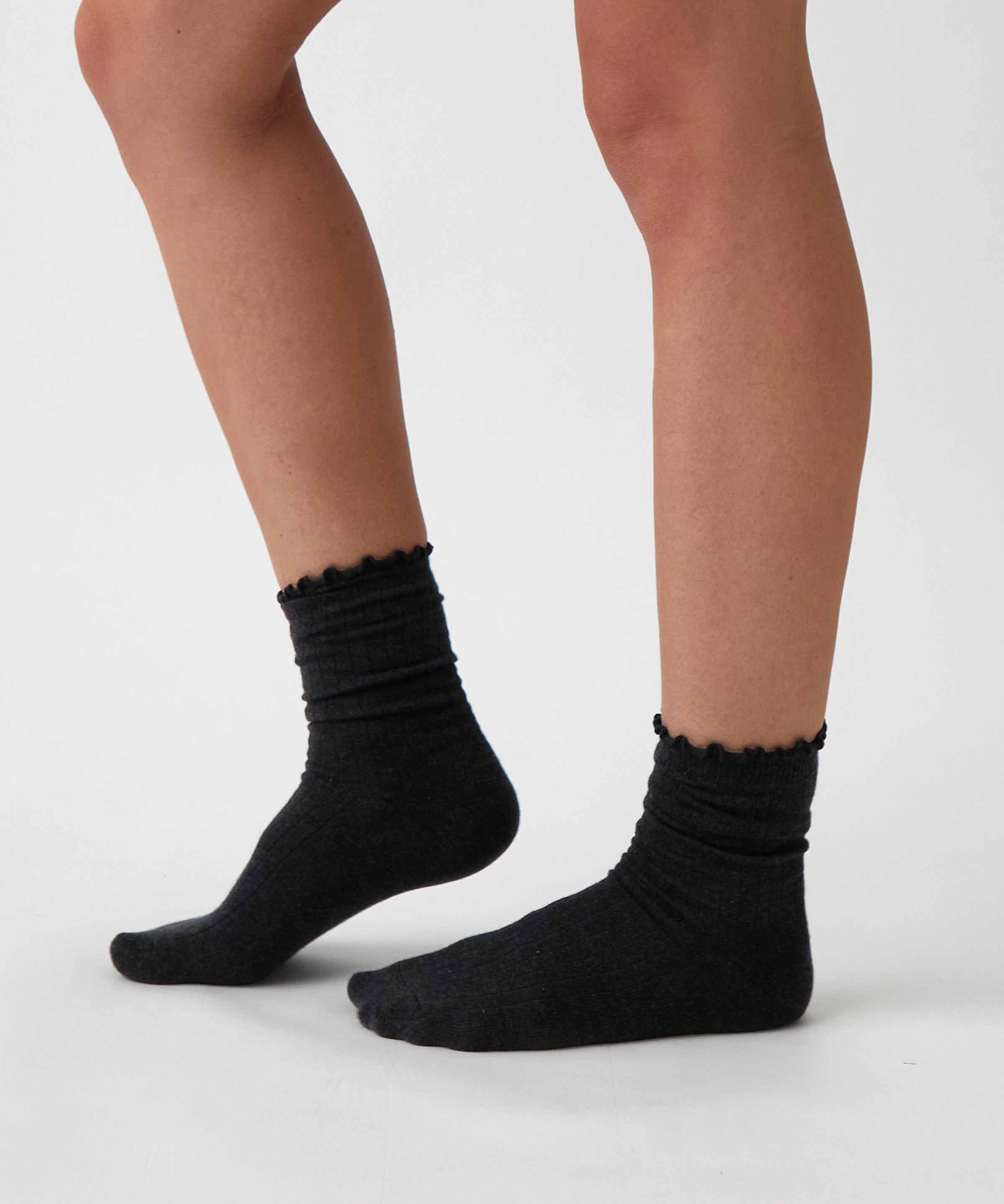 Cotton Cashmere Lounge Socks | Black-2
