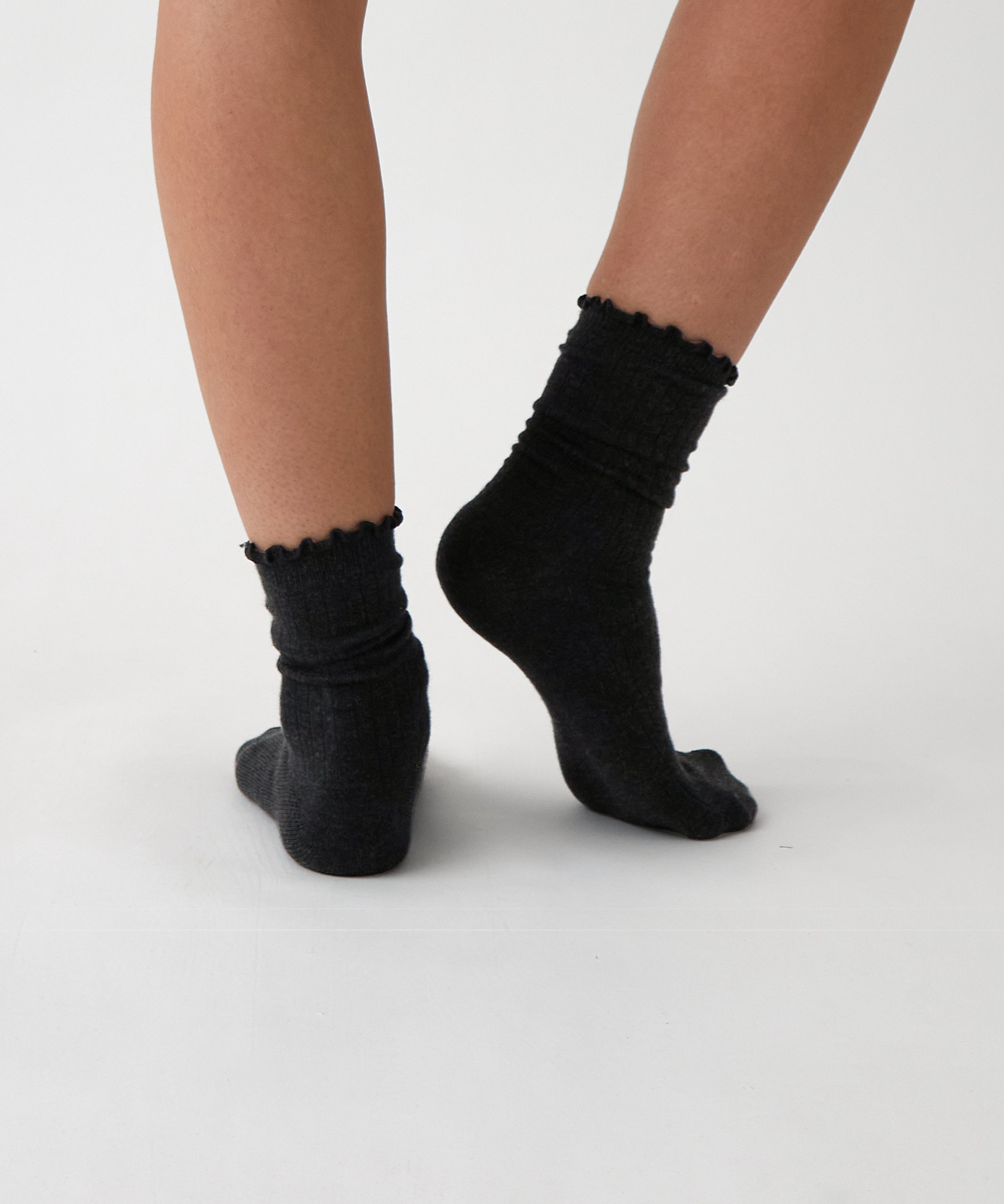 Cotton Cashmere Lounge Socks | Black-3