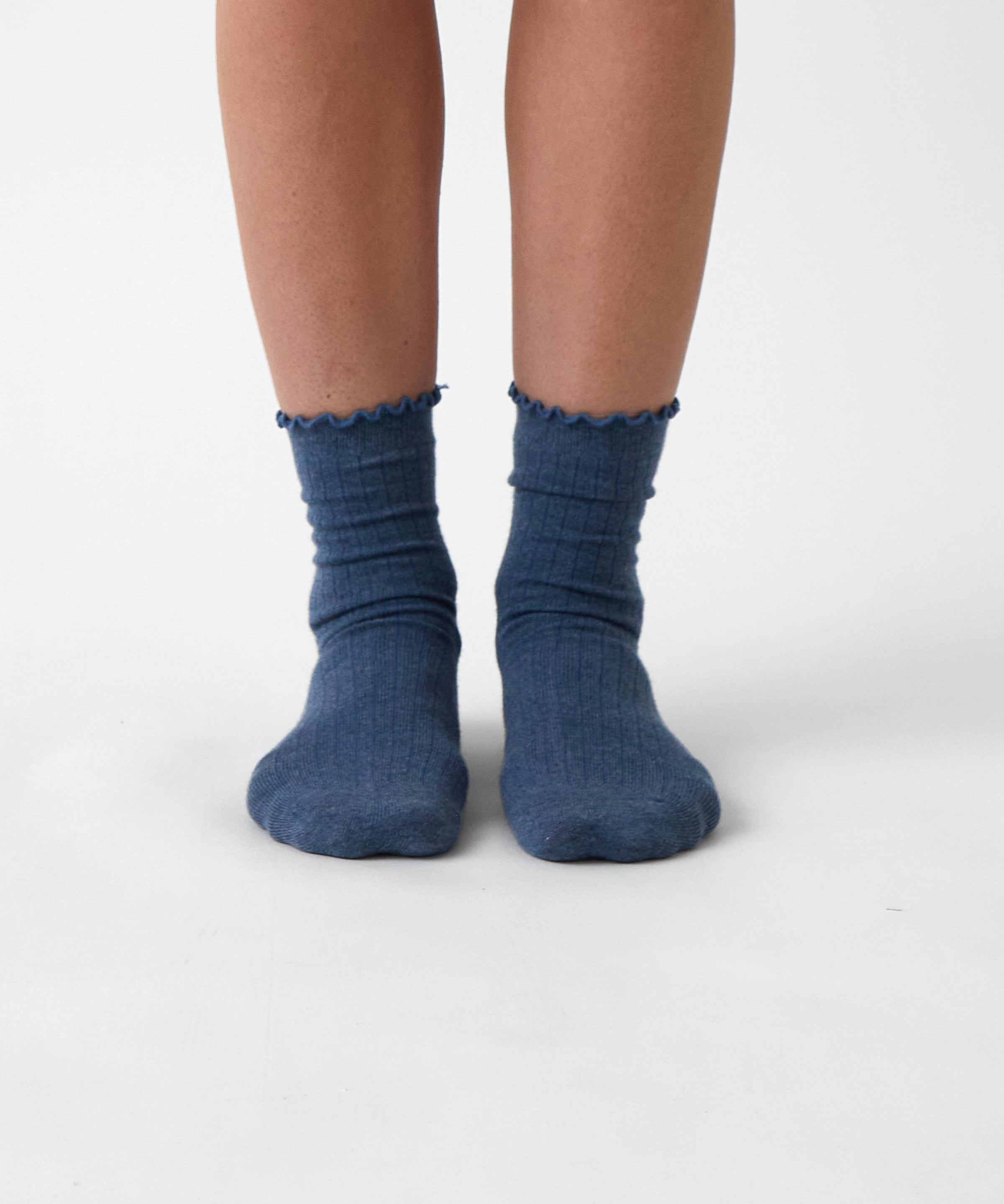 Cotton Cashmere Lounge Socks | Blue-1