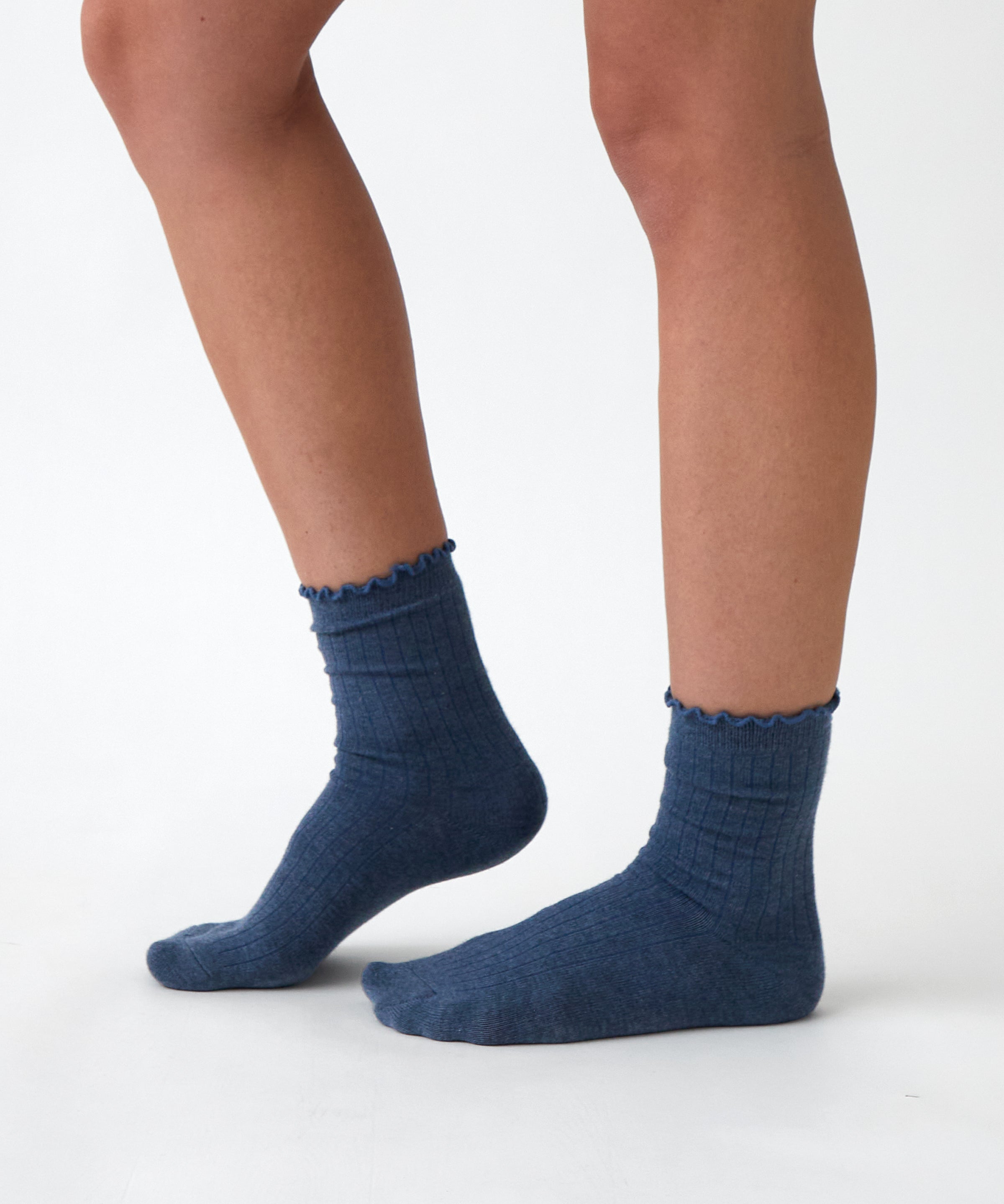 Cotton Cashmere Lounge Socks | Blue-2