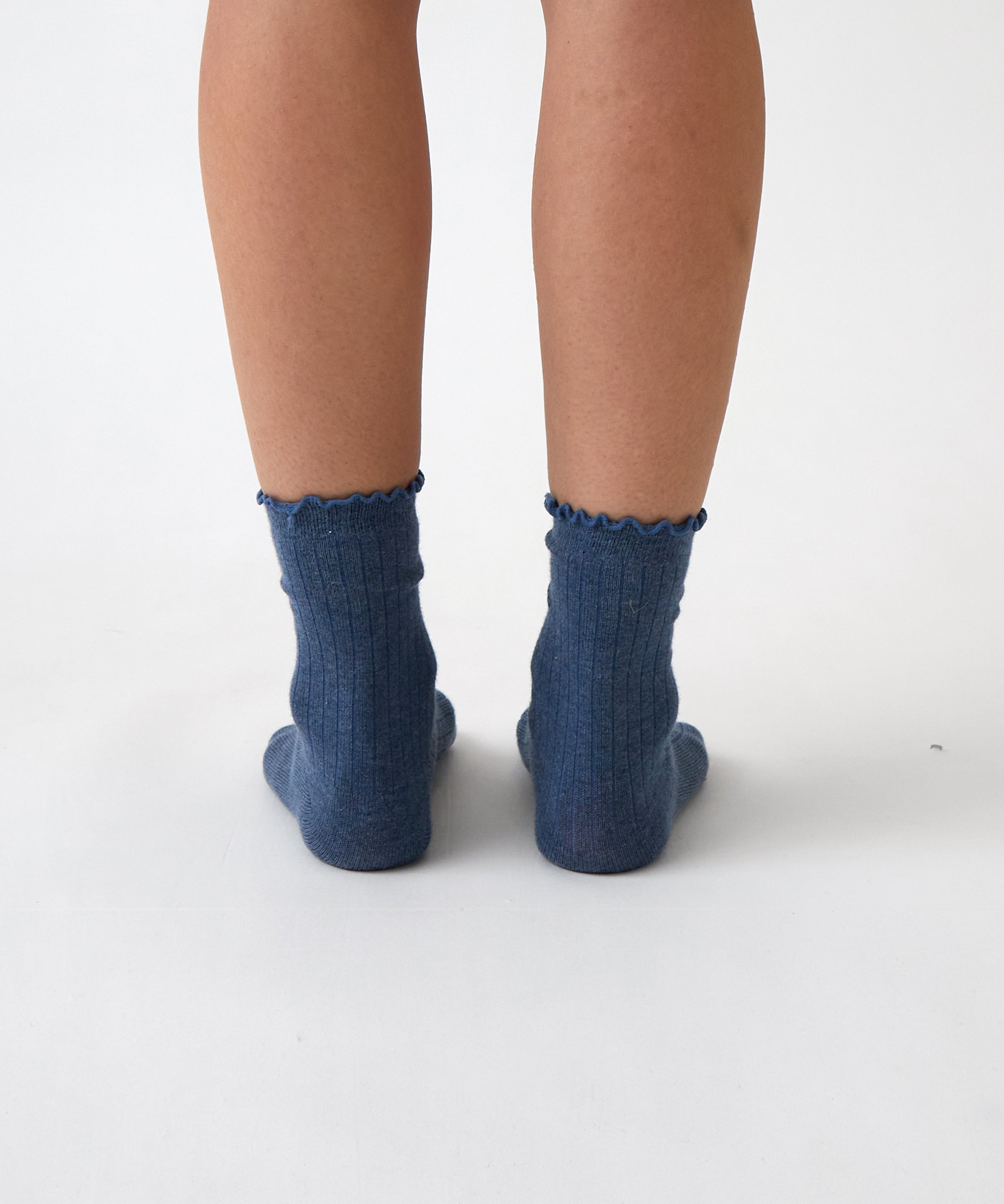 Cotton Cashmere Lounge Socks | Blue-3