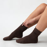 Cotton Cashmere Lounge Socks | Cocoa-2