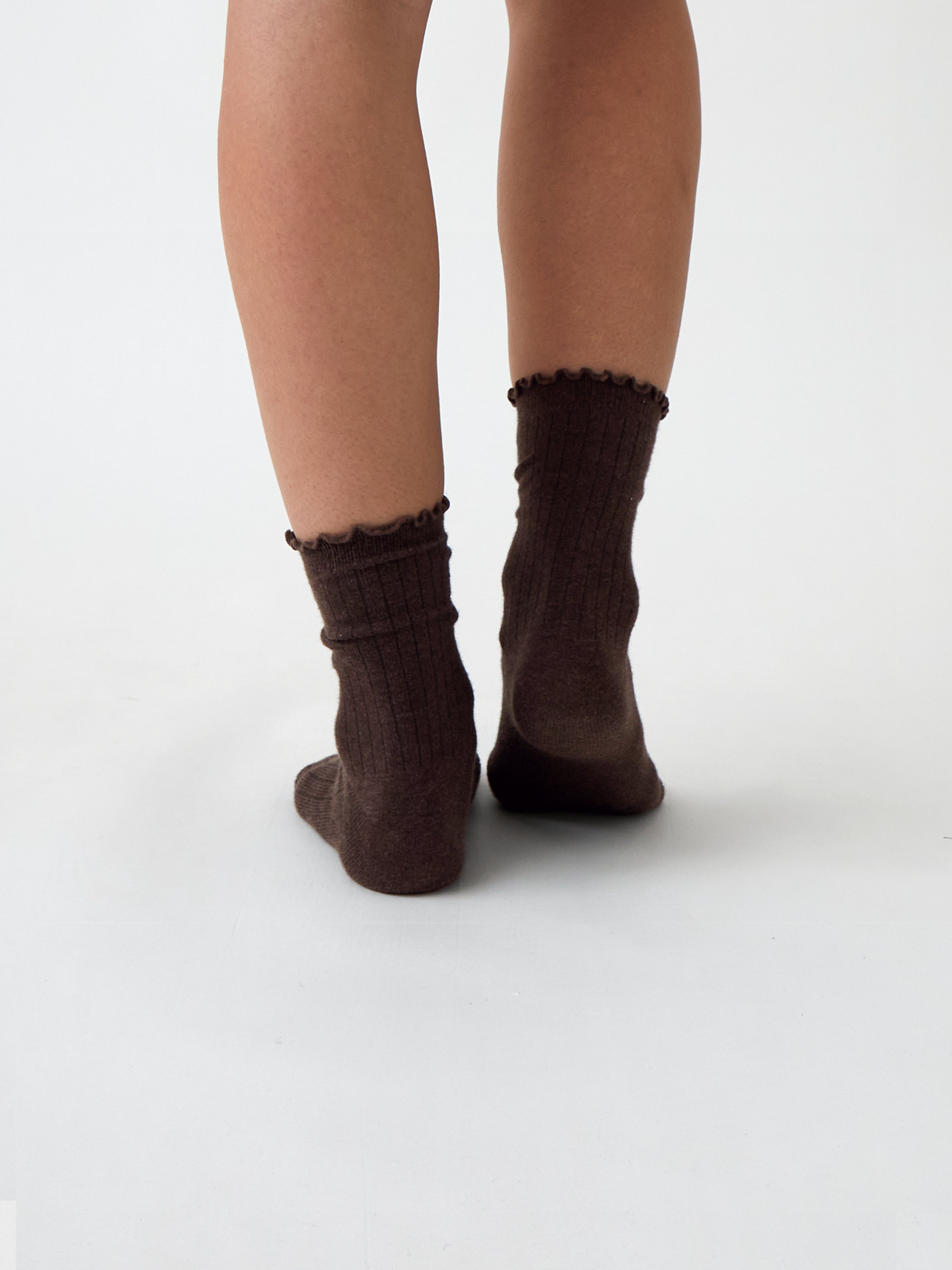Cotton Cashmere Lounge Socks | Cocoa-3